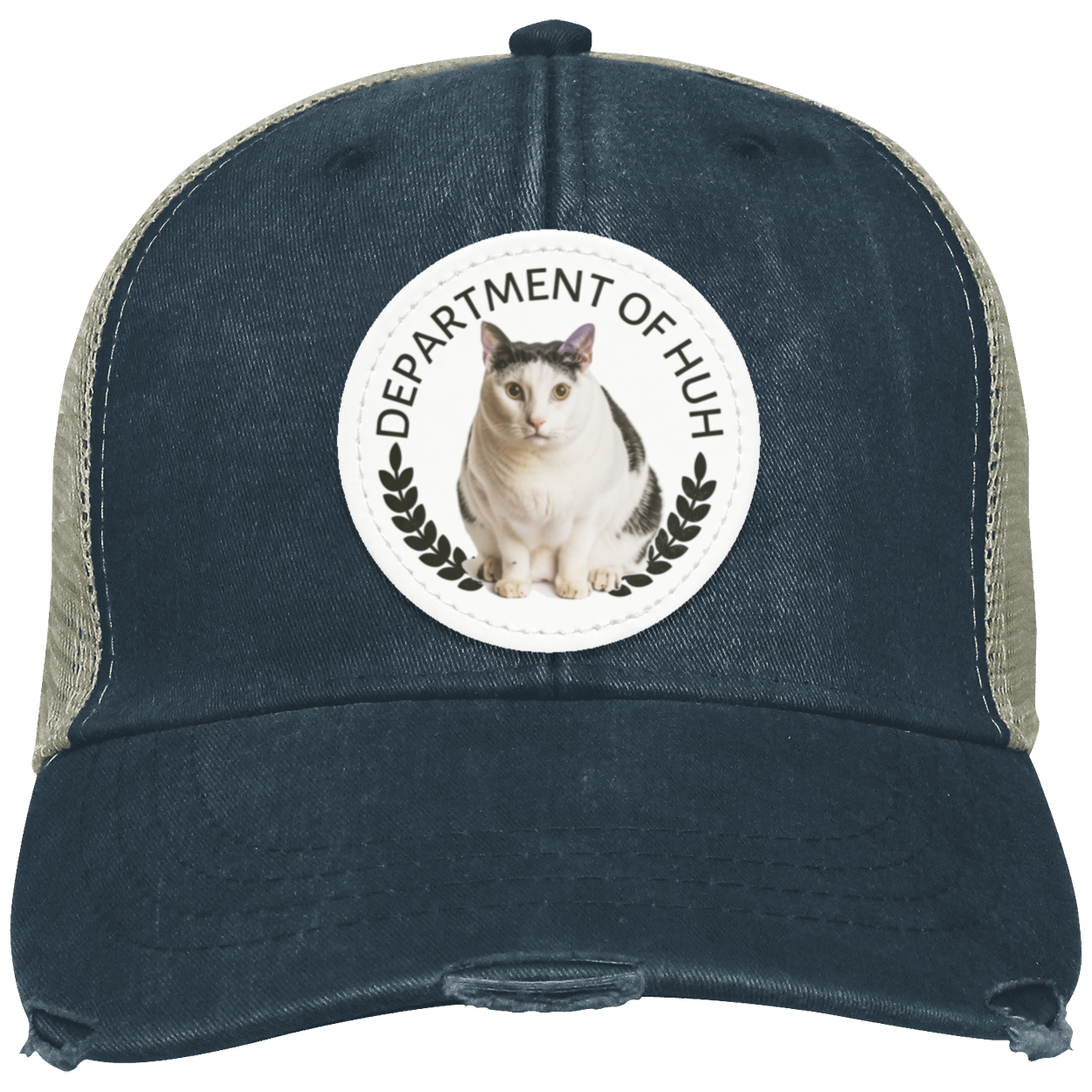 Cat Meme Depart of HUH Distressed Ollie Cap - Patch
