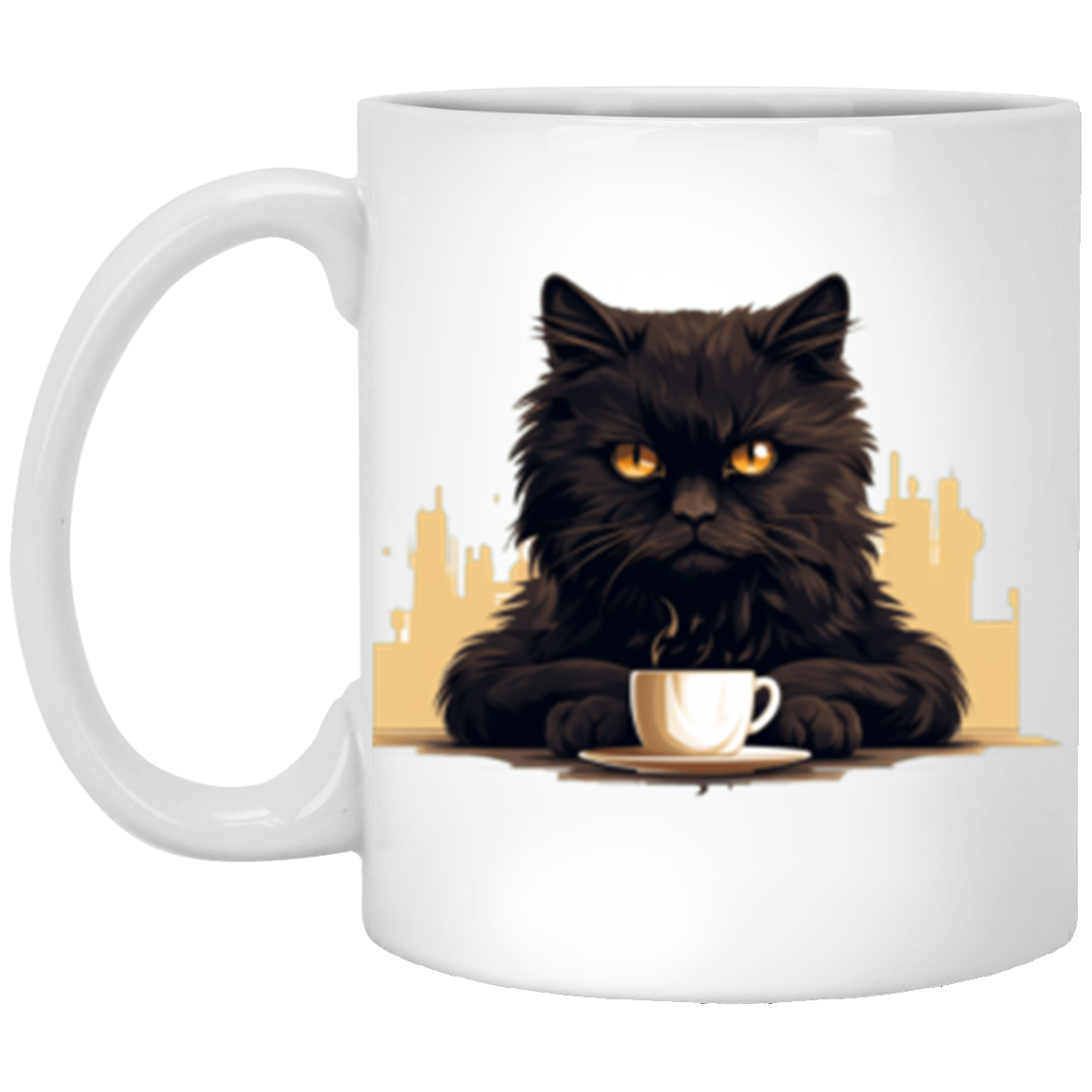 Black Cat Paws It Right There 11oz White Mug