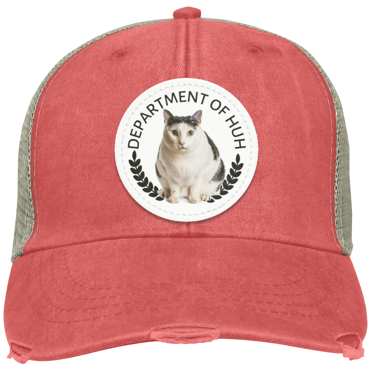 Cat Meme Depart of HUH Distressed Ollie Cap - Patch