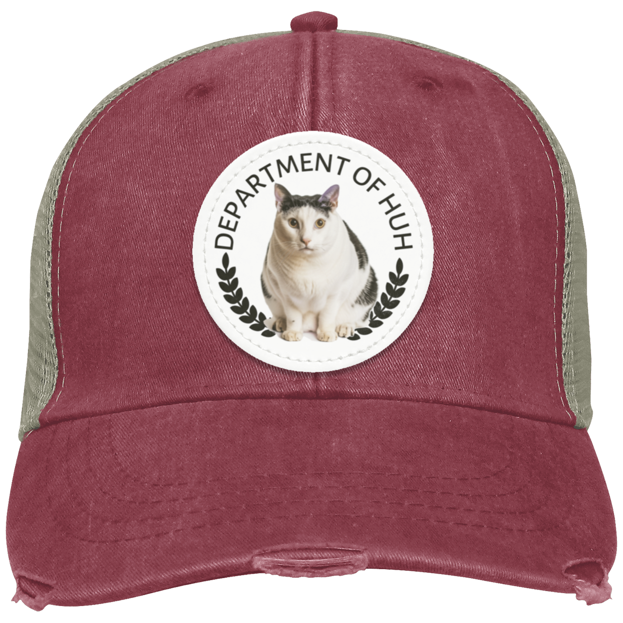 Cat Meme Depart of HUH Distressed Ollie Cap - Patch