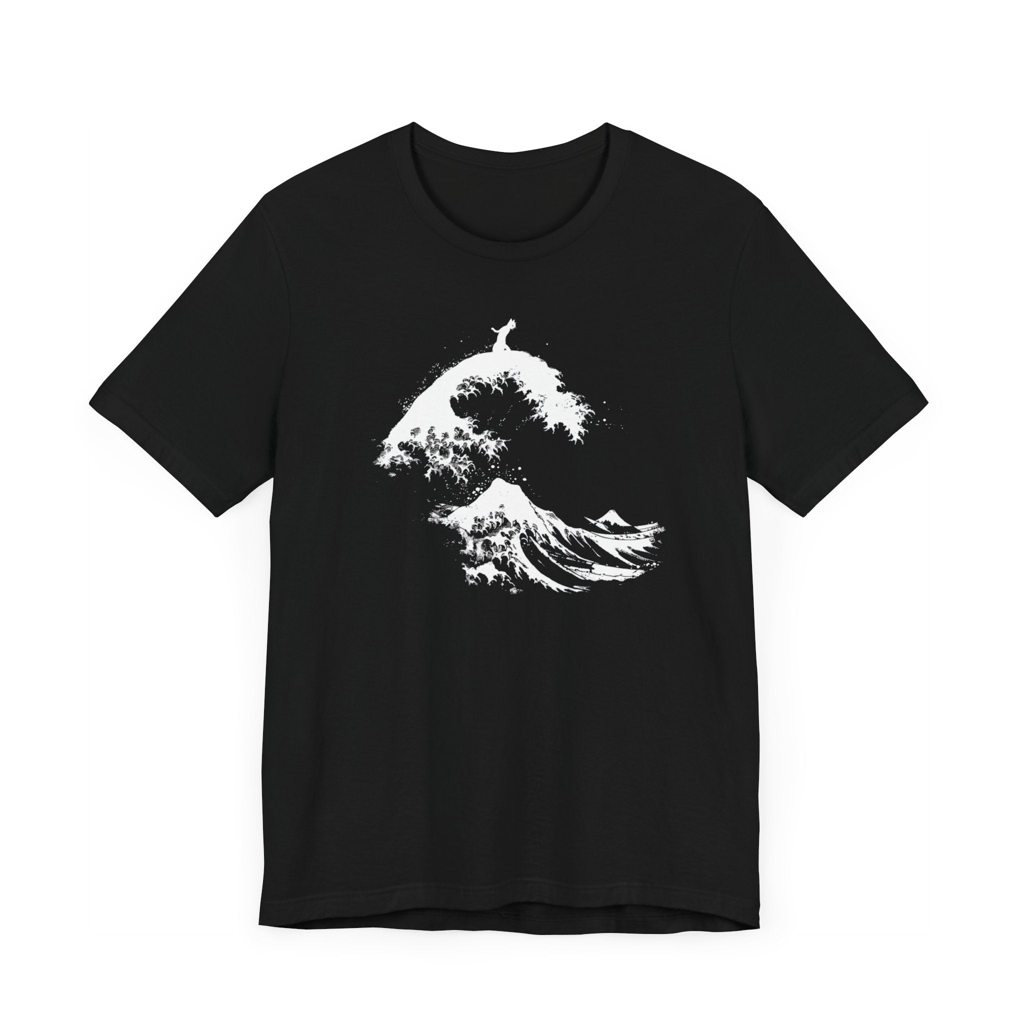 Cat in Japanese Wave Graphic Tee