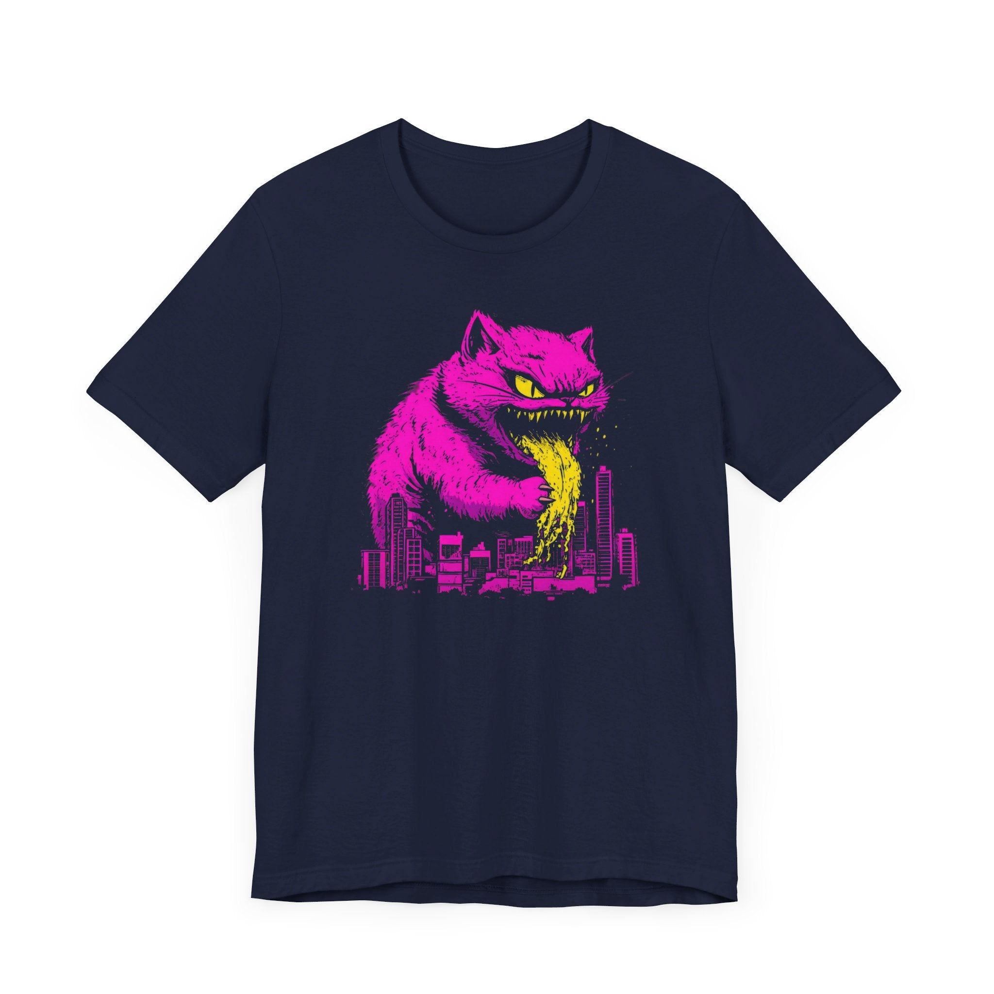 Catzilla Neon Fury T-Shirt Pink Monster Cat Design