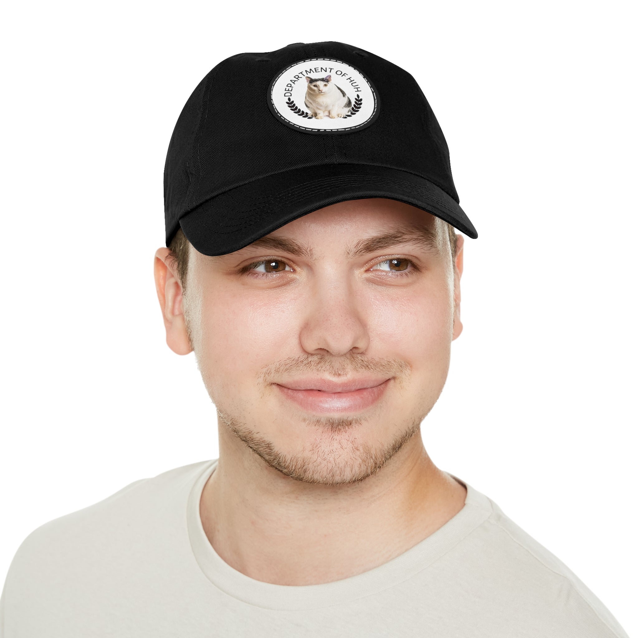 Department of HUH Cat Dad Hat with Leather Patch (Round)