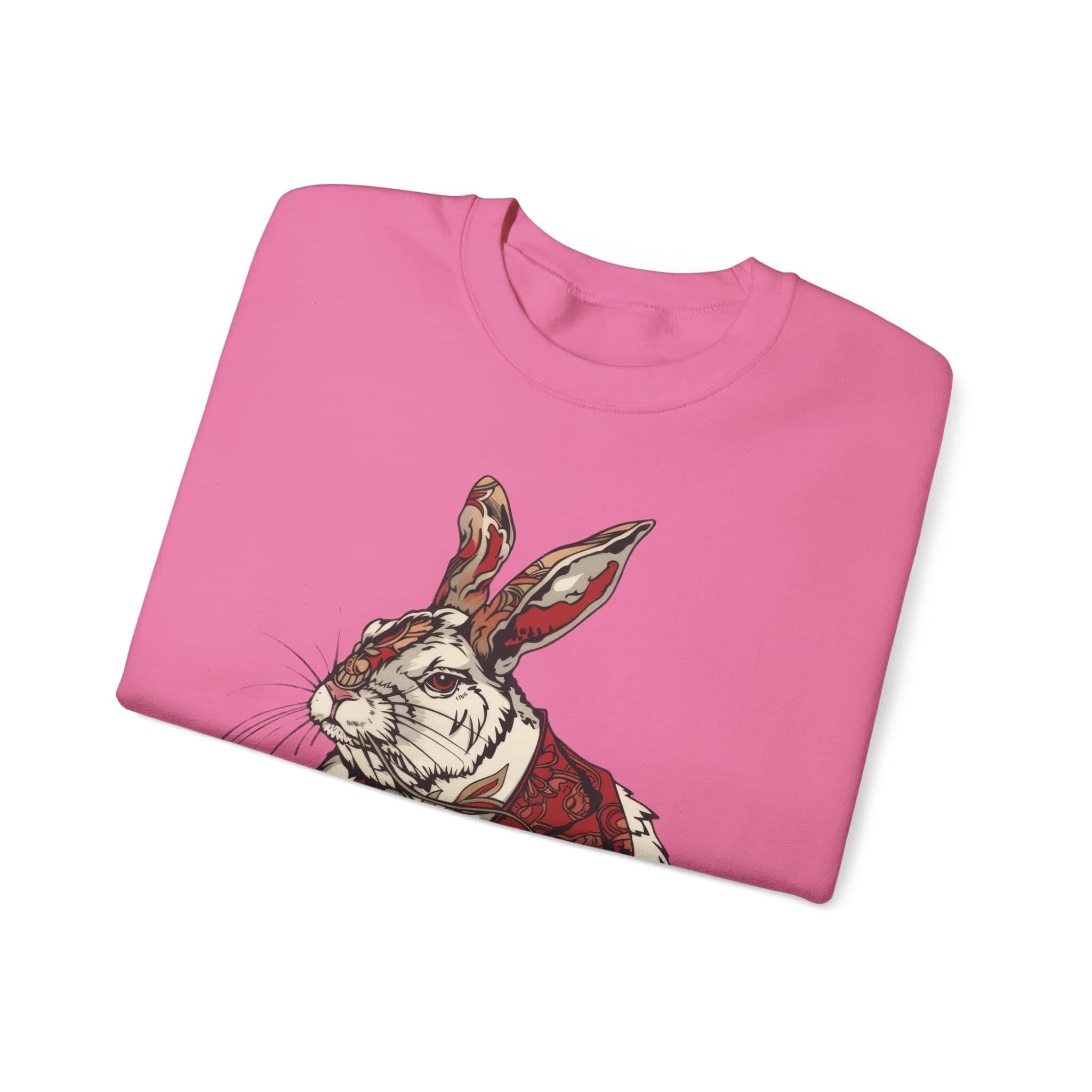 Unique Samurai Rabbit Sweatshirt, Traditional Japanese Inspired Hare Art, Cultural Animal Print Pullover, Artistic Bunny Graphic Sweater Unisex Heavy Blend™ Crewneck Sweatshirt