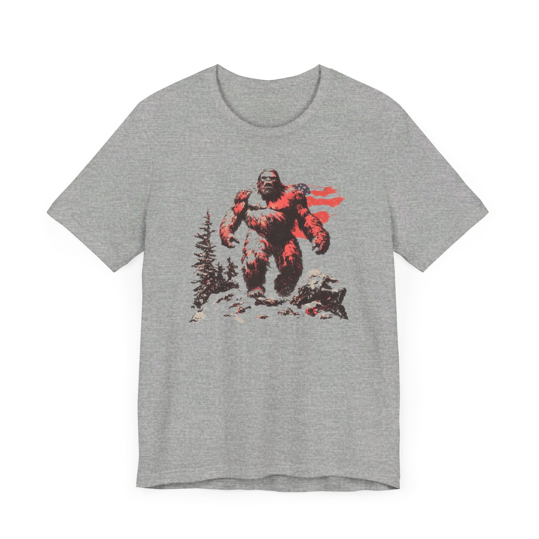 Patriotic Bigfoot T-Shirt American Flag Design