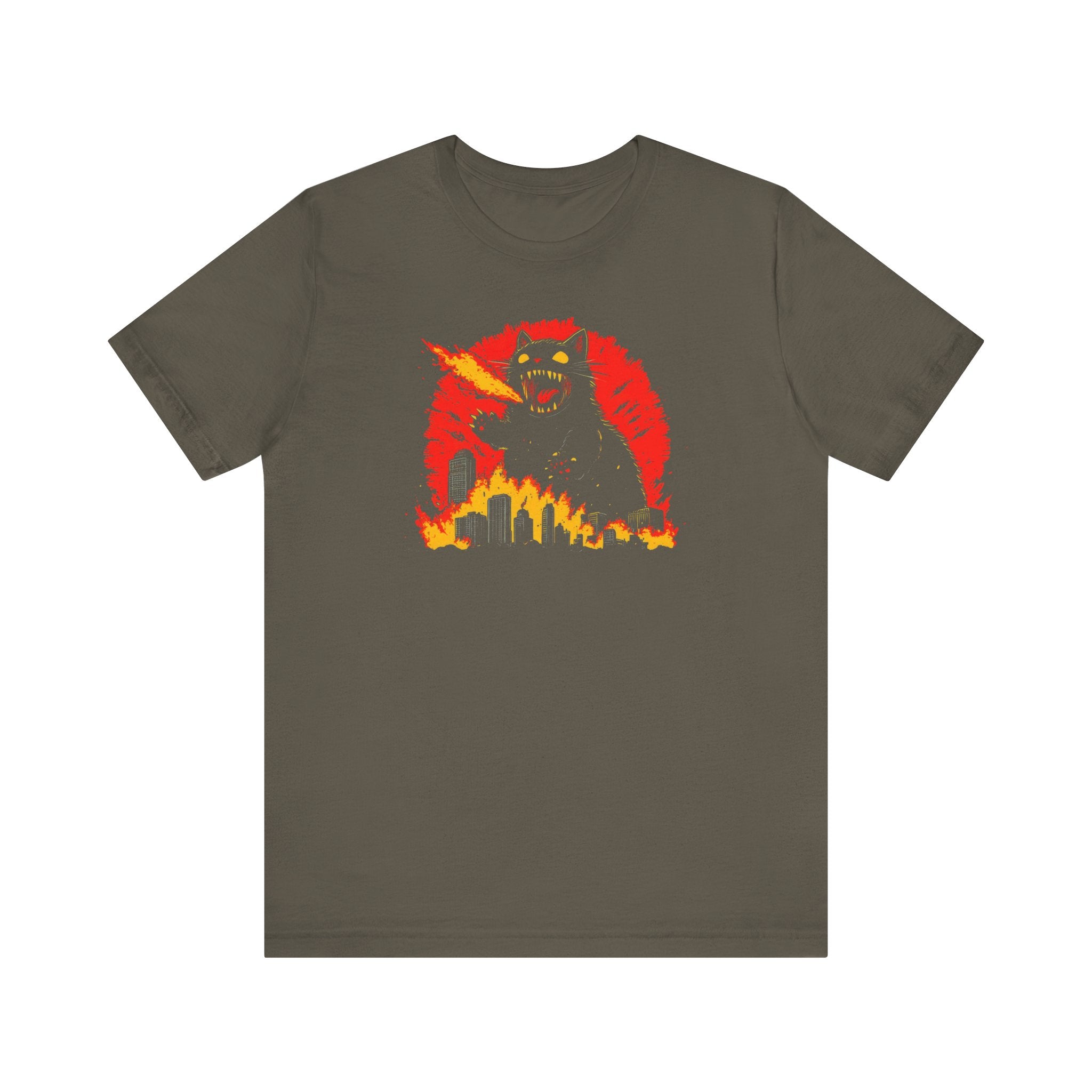 Catzilla Firestorm T-Shirt Fierce Cat Flame Attack Design