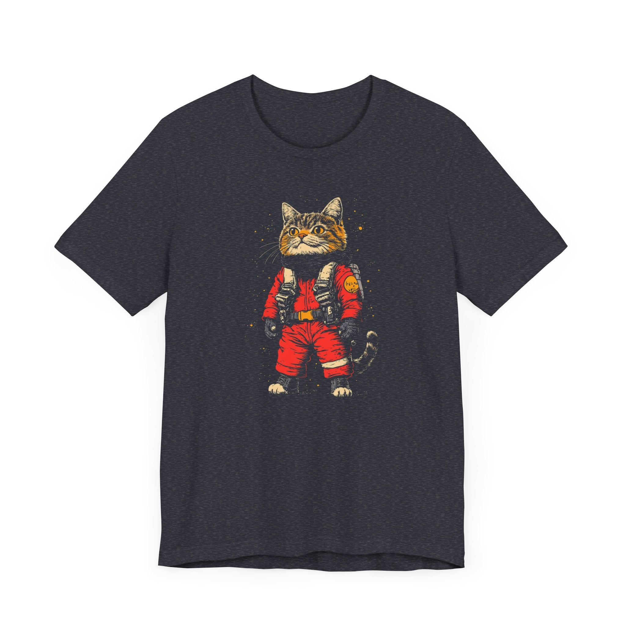 Astronaut Cat in Red Spacesuit Graphic Tee