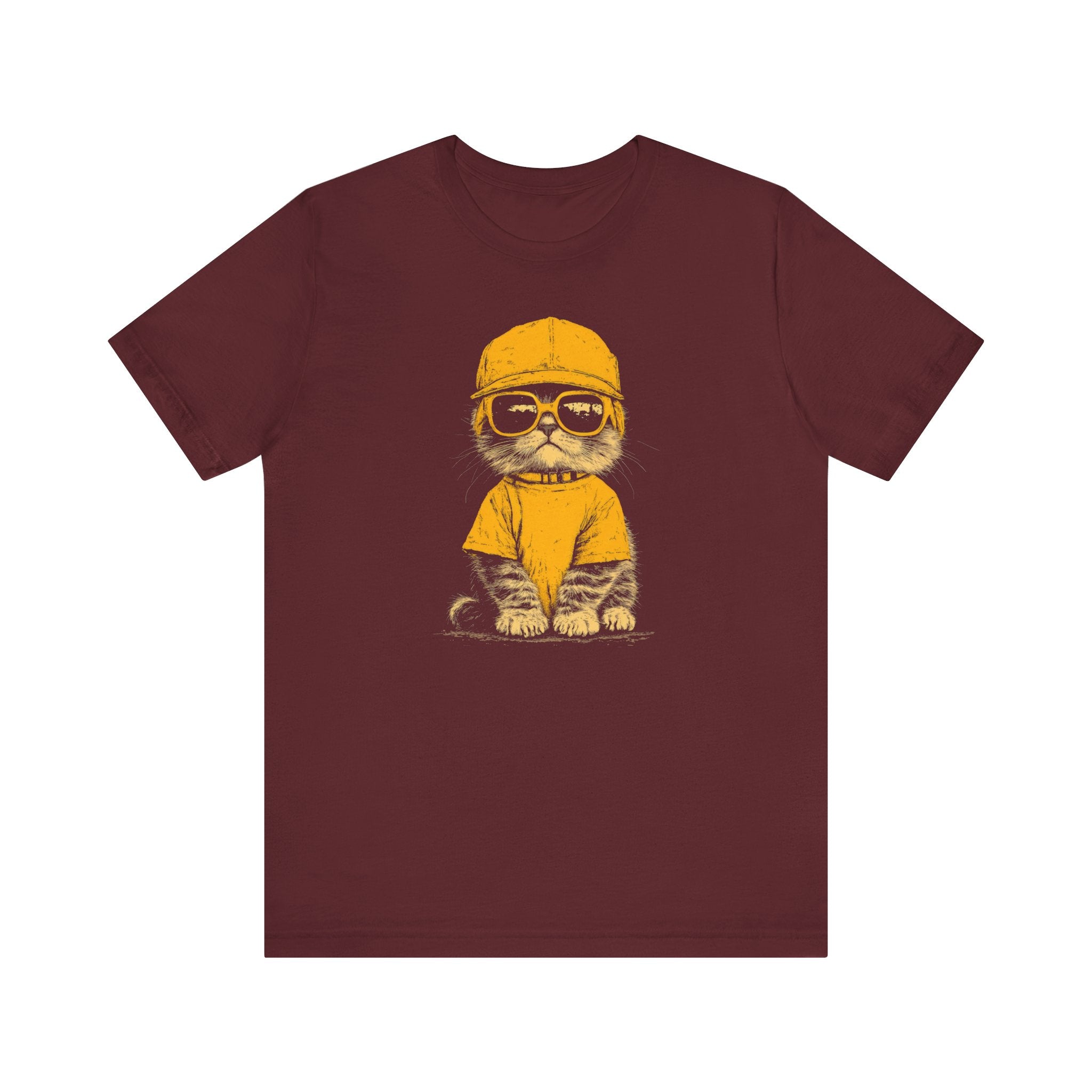 Cool Cat in Yellow Cap and Shades Graphic Tee