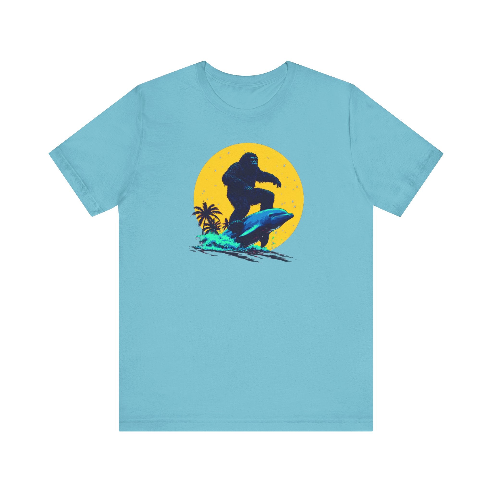 Bigfoot Riding Dolphin T-Shirt Fun and Quirky Design