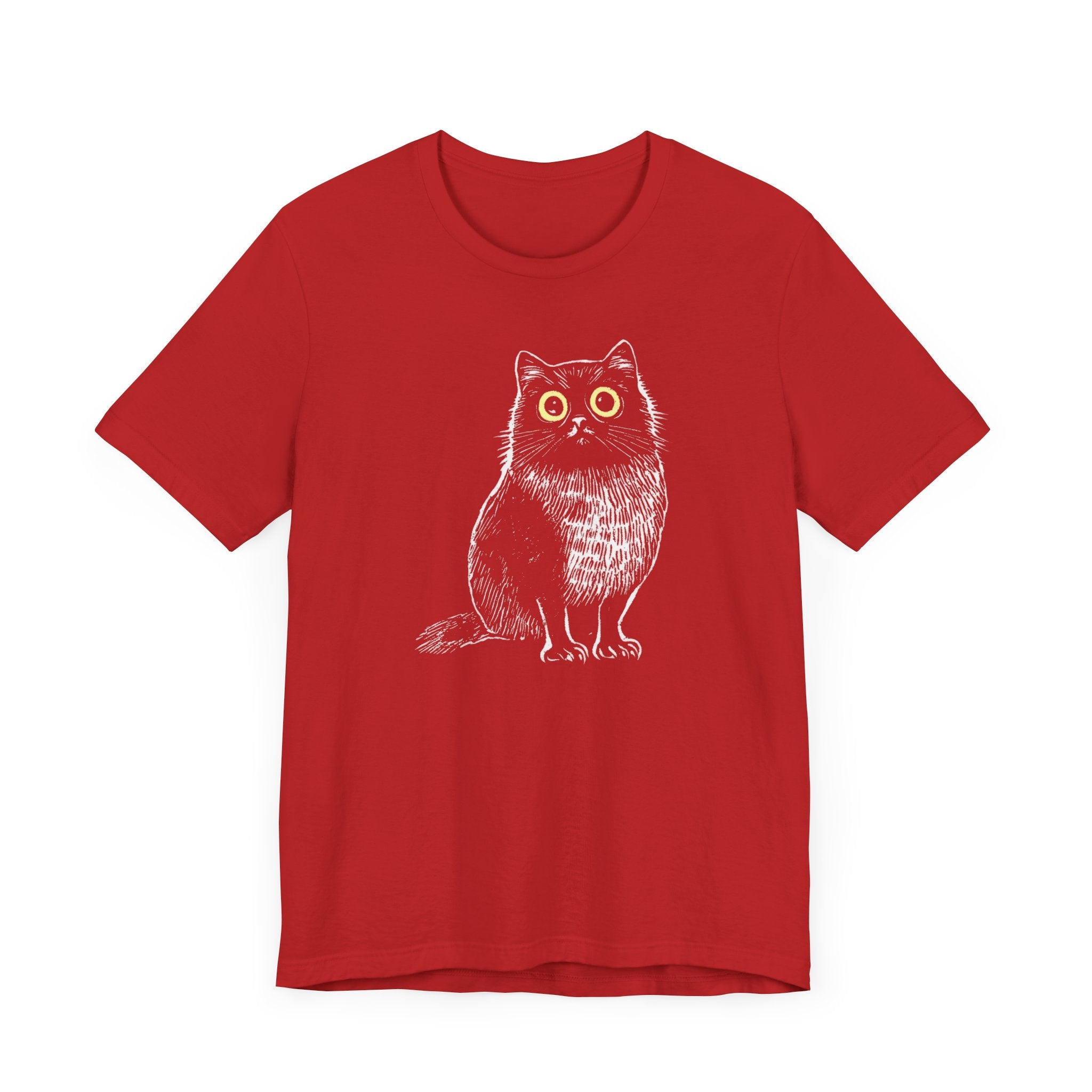 Wide-Eyed Cat-Owl Creature Graphic Tee