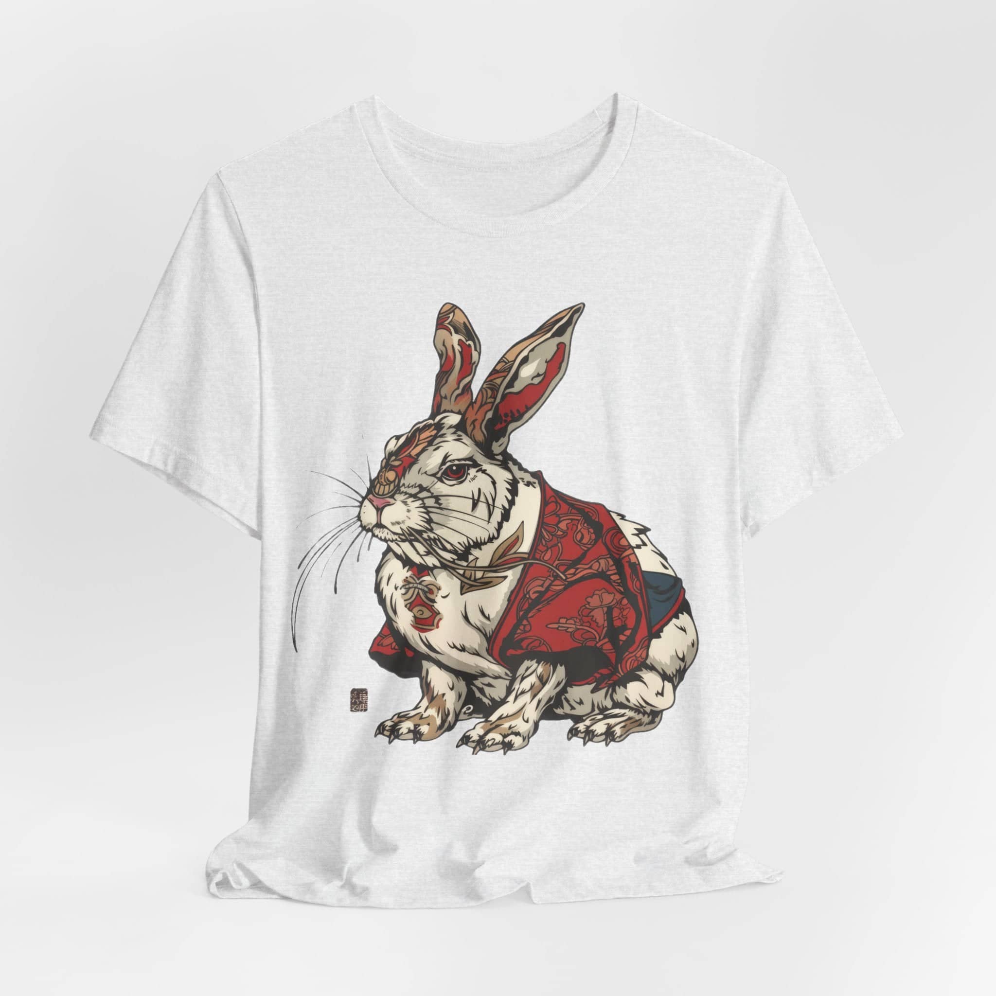 Intricate Samurai Rabbit T-Shirt, Japanese Warrior Bunny Design, Artistic Animal Graphic Tee, Traditional Japan Inspired Rabbit Art Tee