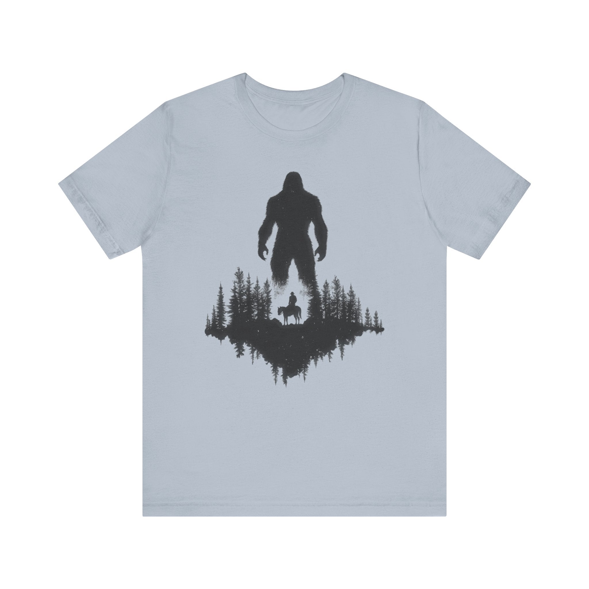 Bigfoot Silhouette Forest T-Shirt Mysterious Adventure Design