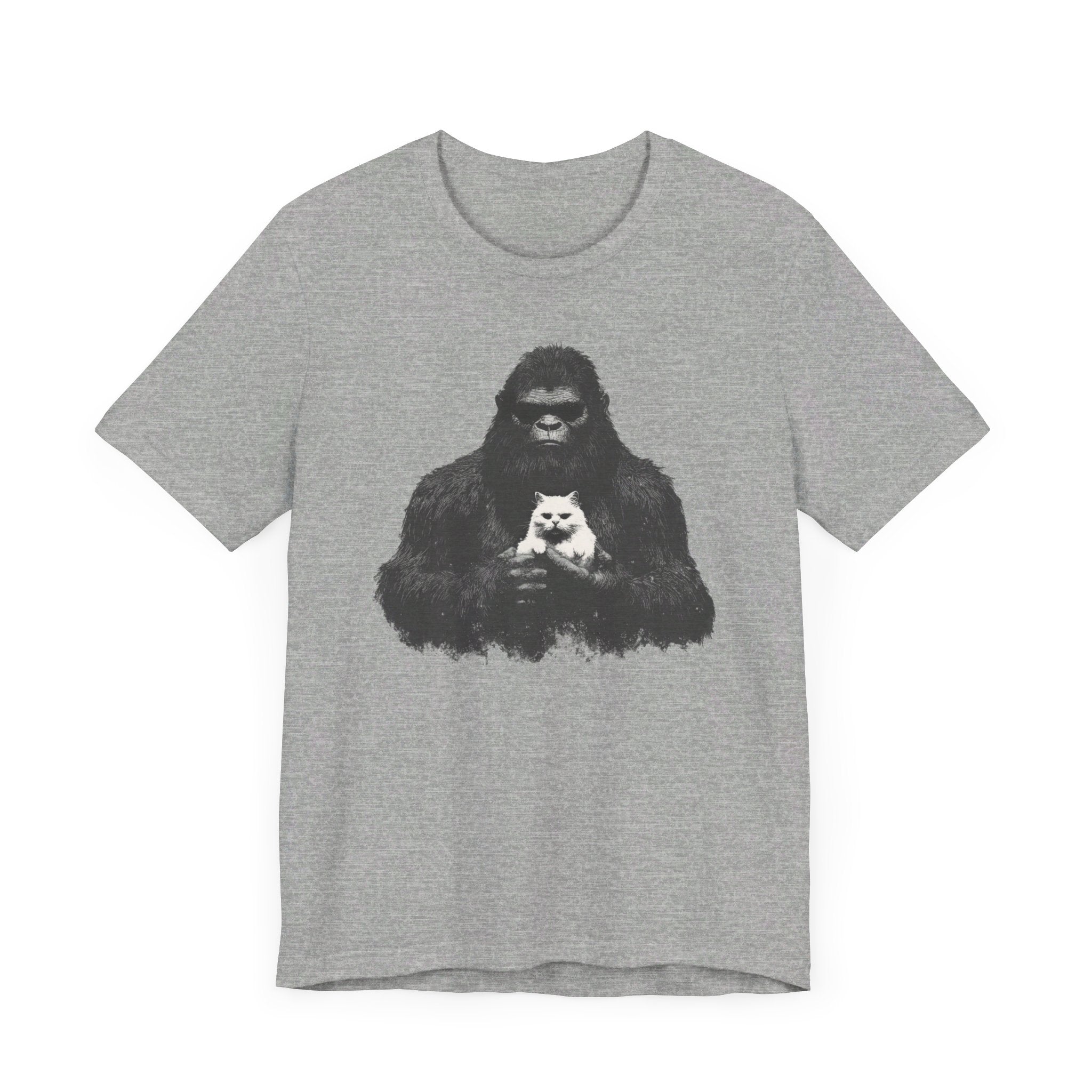 Bigfoot with Cat T-Shirt Funny Parody Design