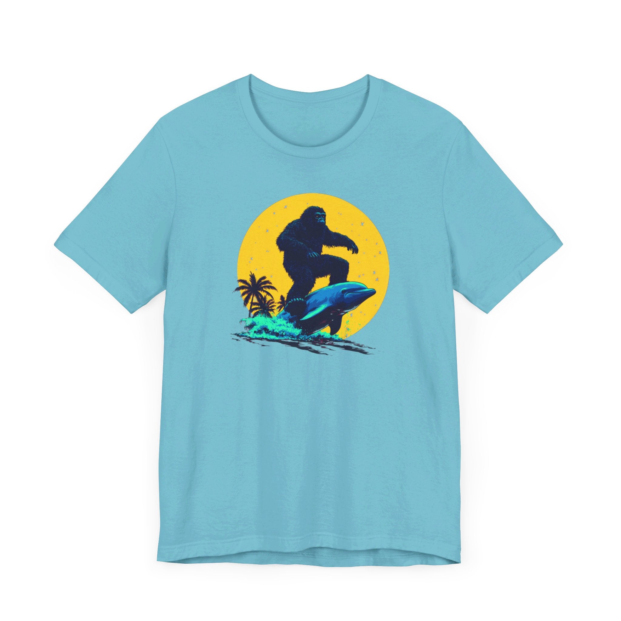 Bigfoot Riding Dolphin T-Shirt Fun and Quirky Design