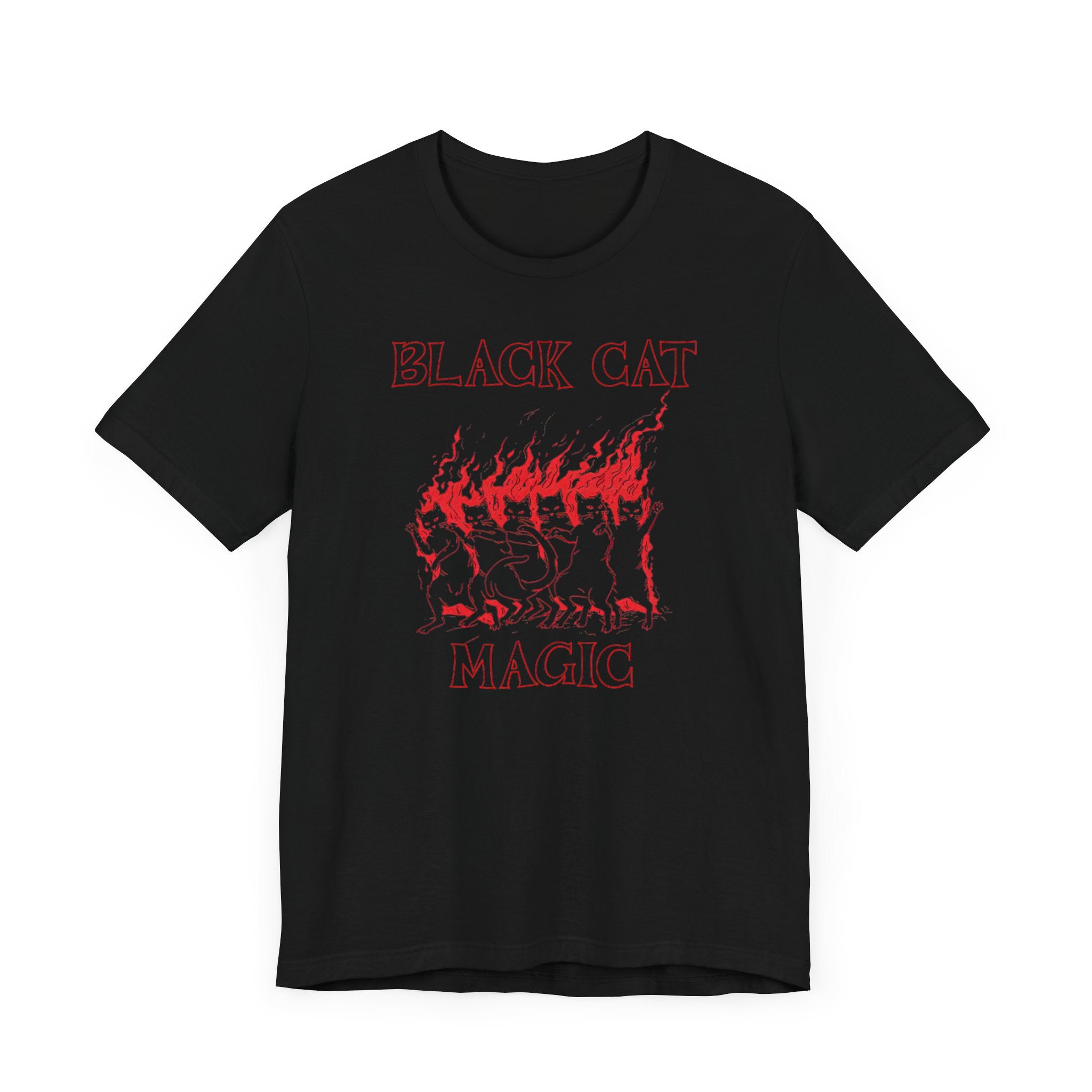 Black Cat Magic T-Shirt - Mystical Feline Graphic Tee