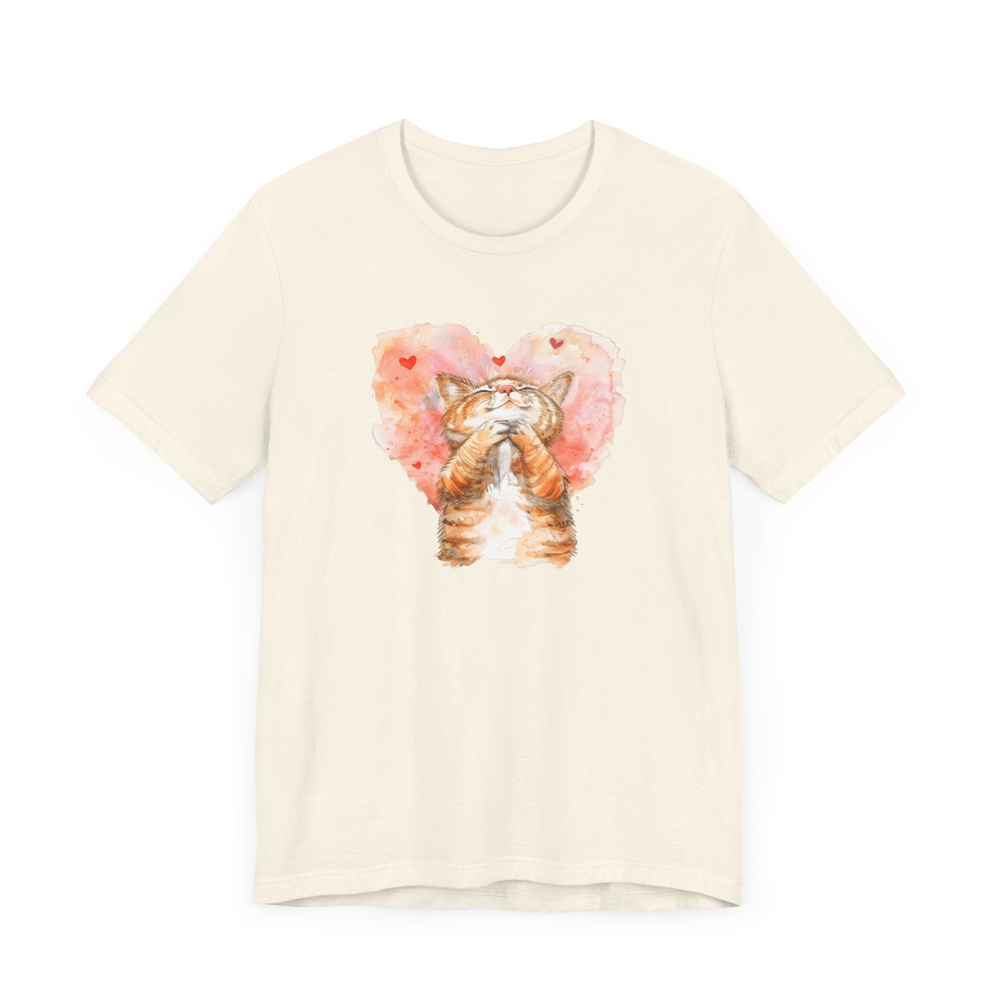 Love Whiskers Tee - Watercolor Heart & Cat T-Shirt