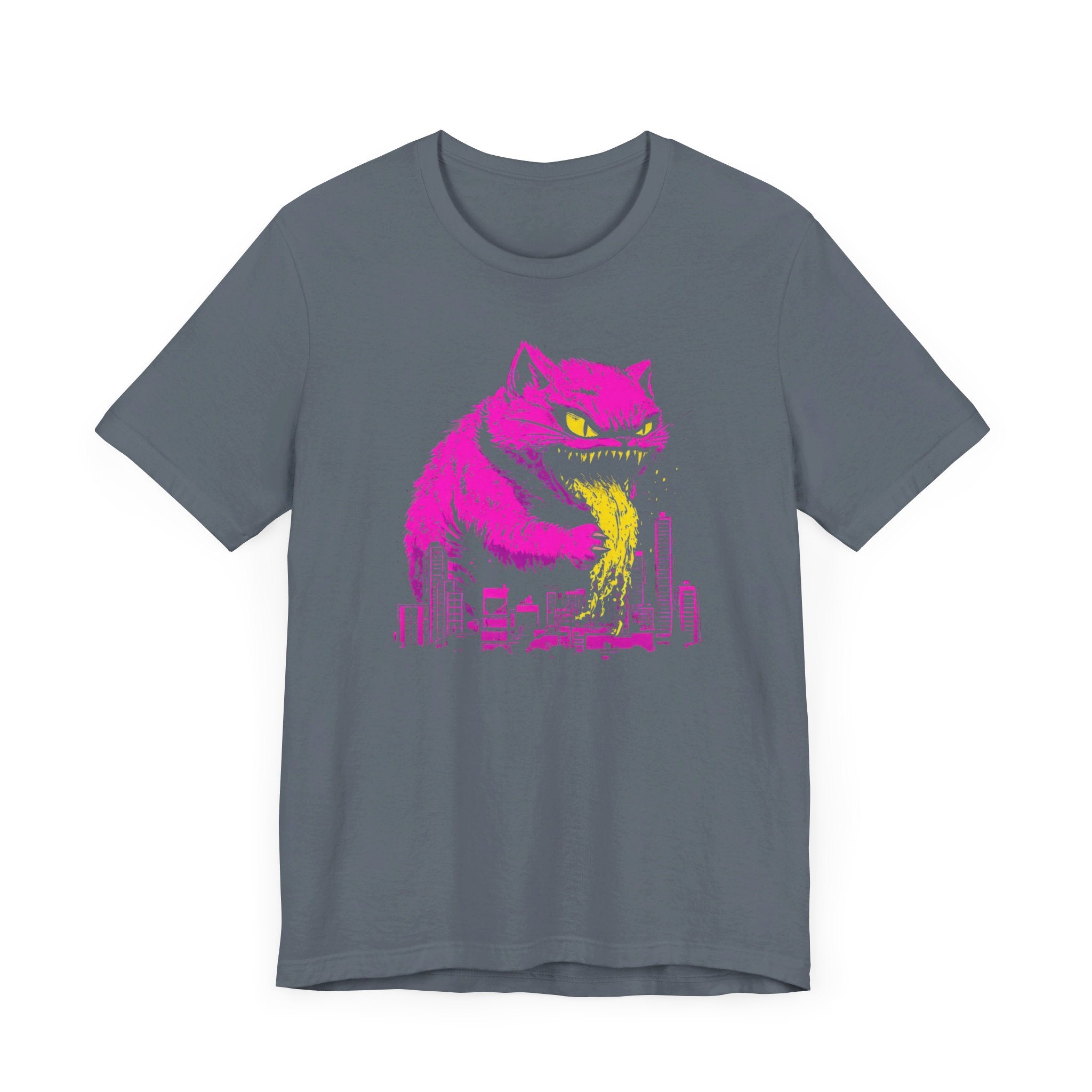 Catzilla Neon Fury T-Shirt Pink Monster Cat Design