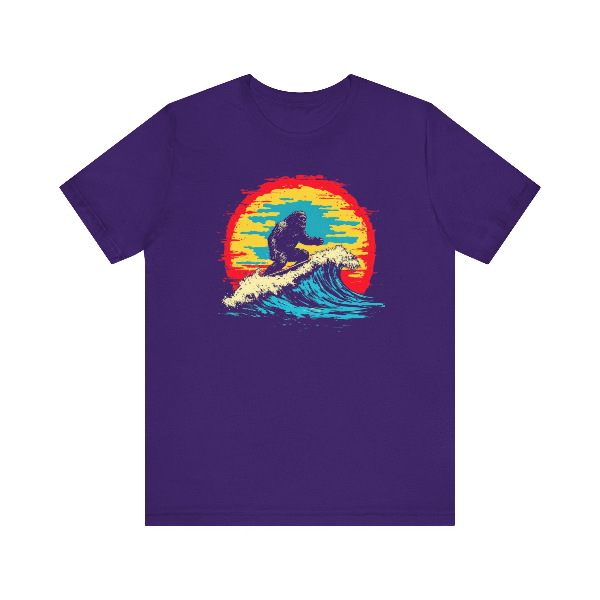 Bigfoot Surfing Sunset T-Shirt - Ride the Waves in Style