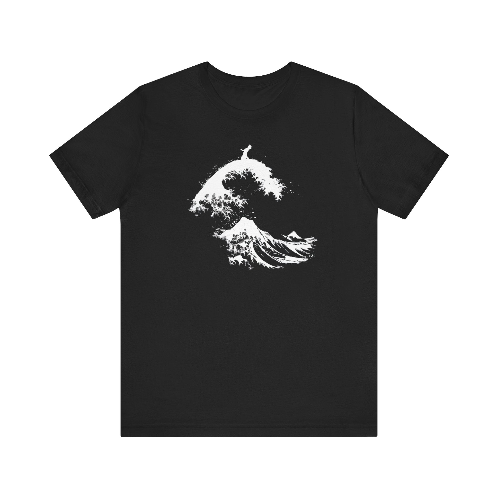 Cat in Japanese Wave Graphic Tee