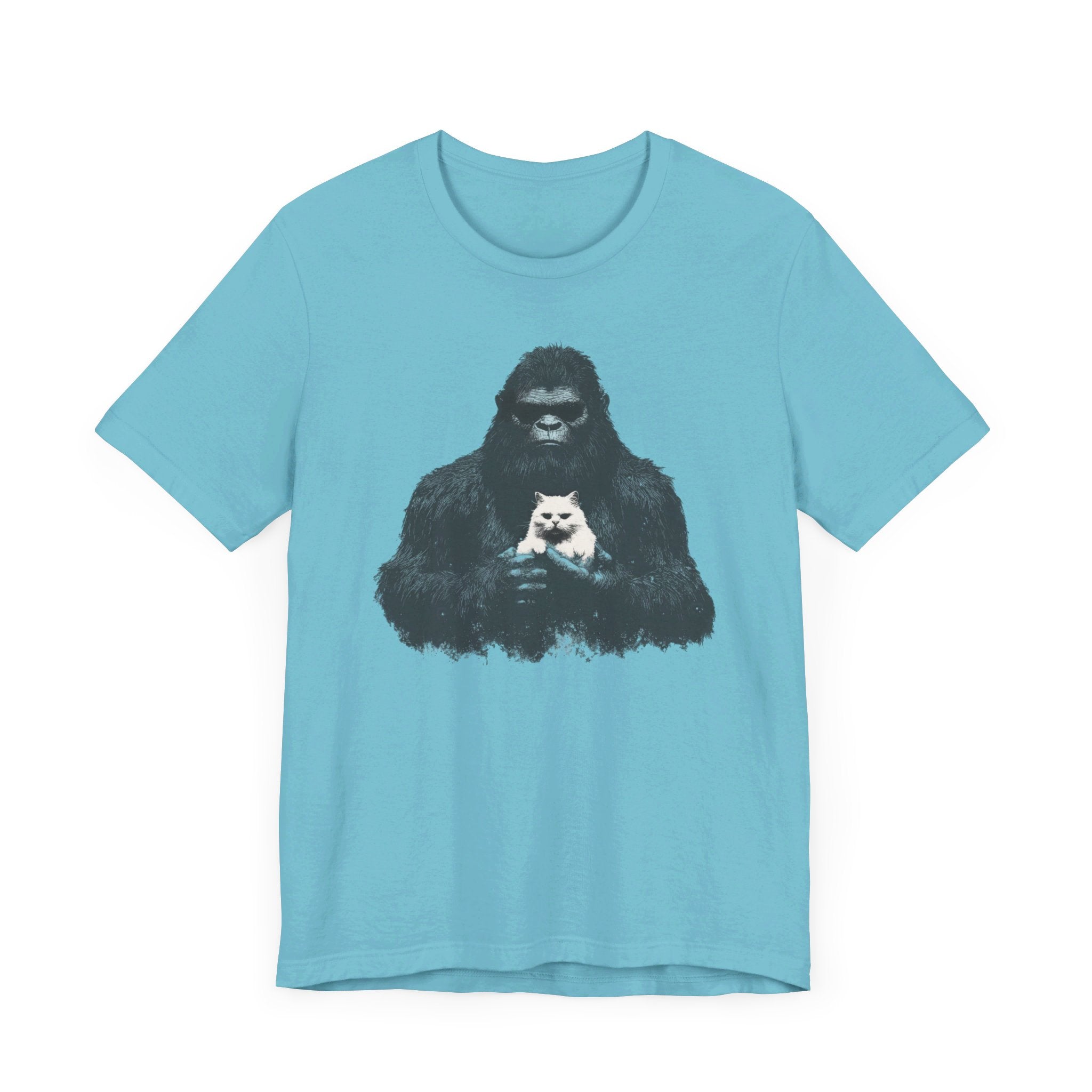 Bigfoot with Cat T-Shirt Funny Parody Design