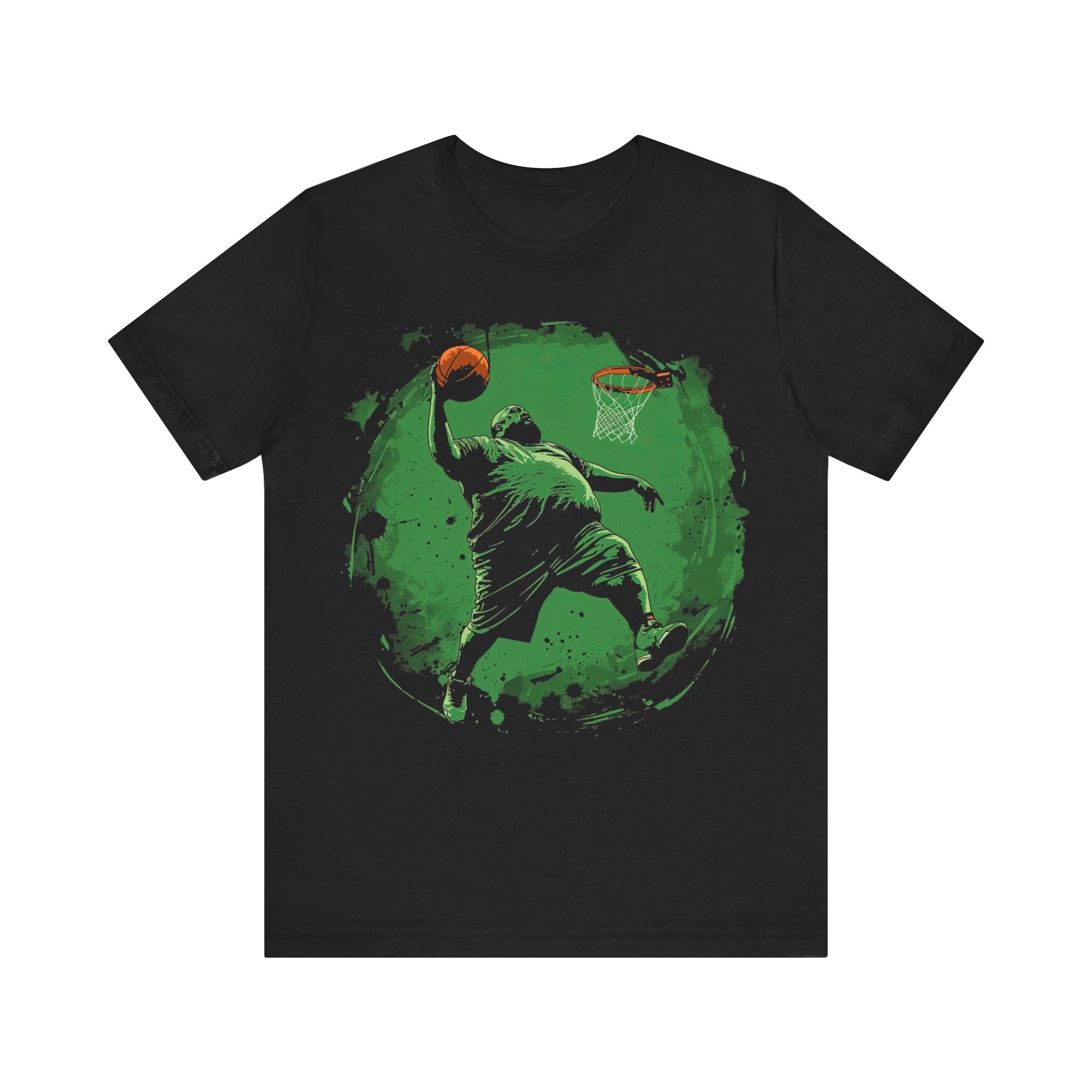 Green FN Slam Dunk T-Shirt, Ironic Perfect Shot Graphic Tee, Viral Meme-Inspired Sports Apparel, Eye-Catching Green Splash Design