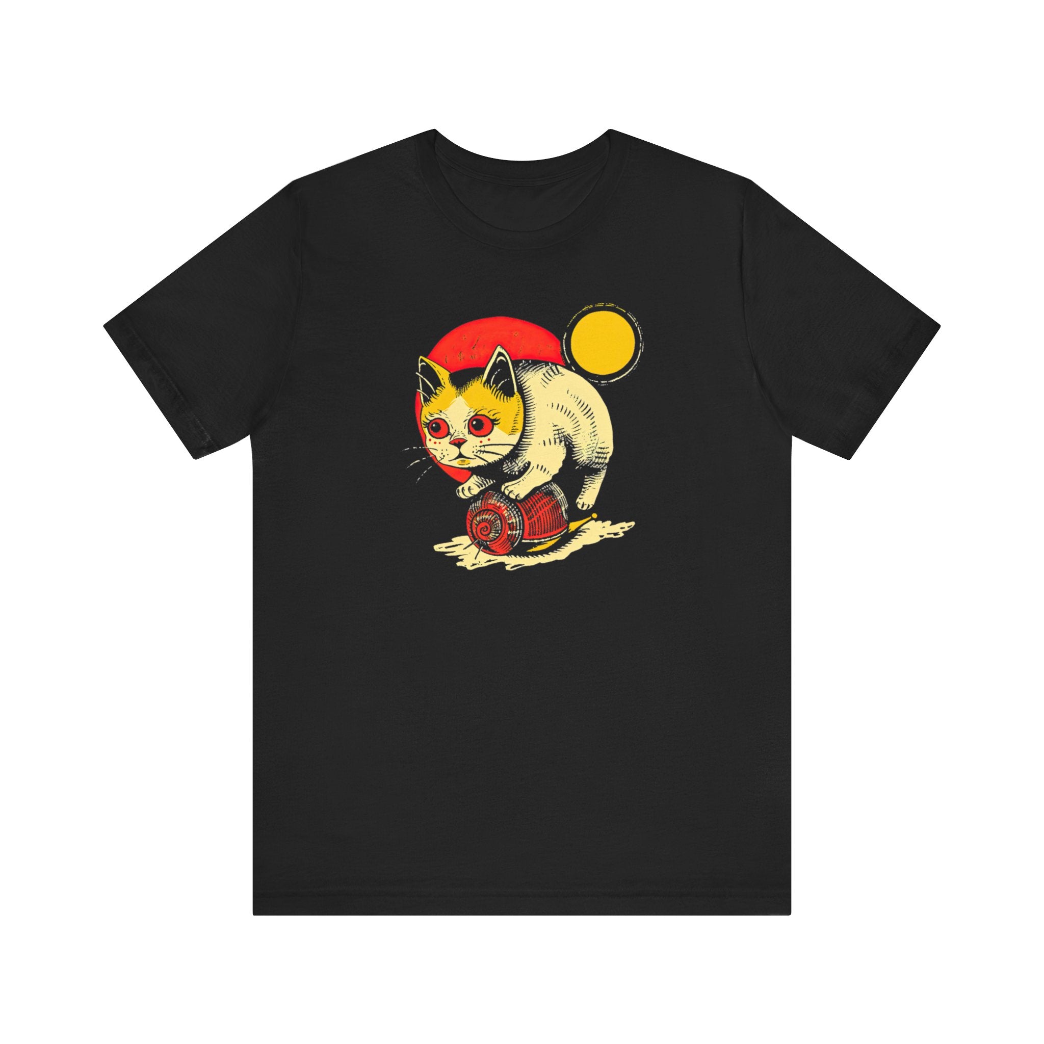 Cat Riding Snail T-Shirt - Retro Vintage Cat Lover Tee