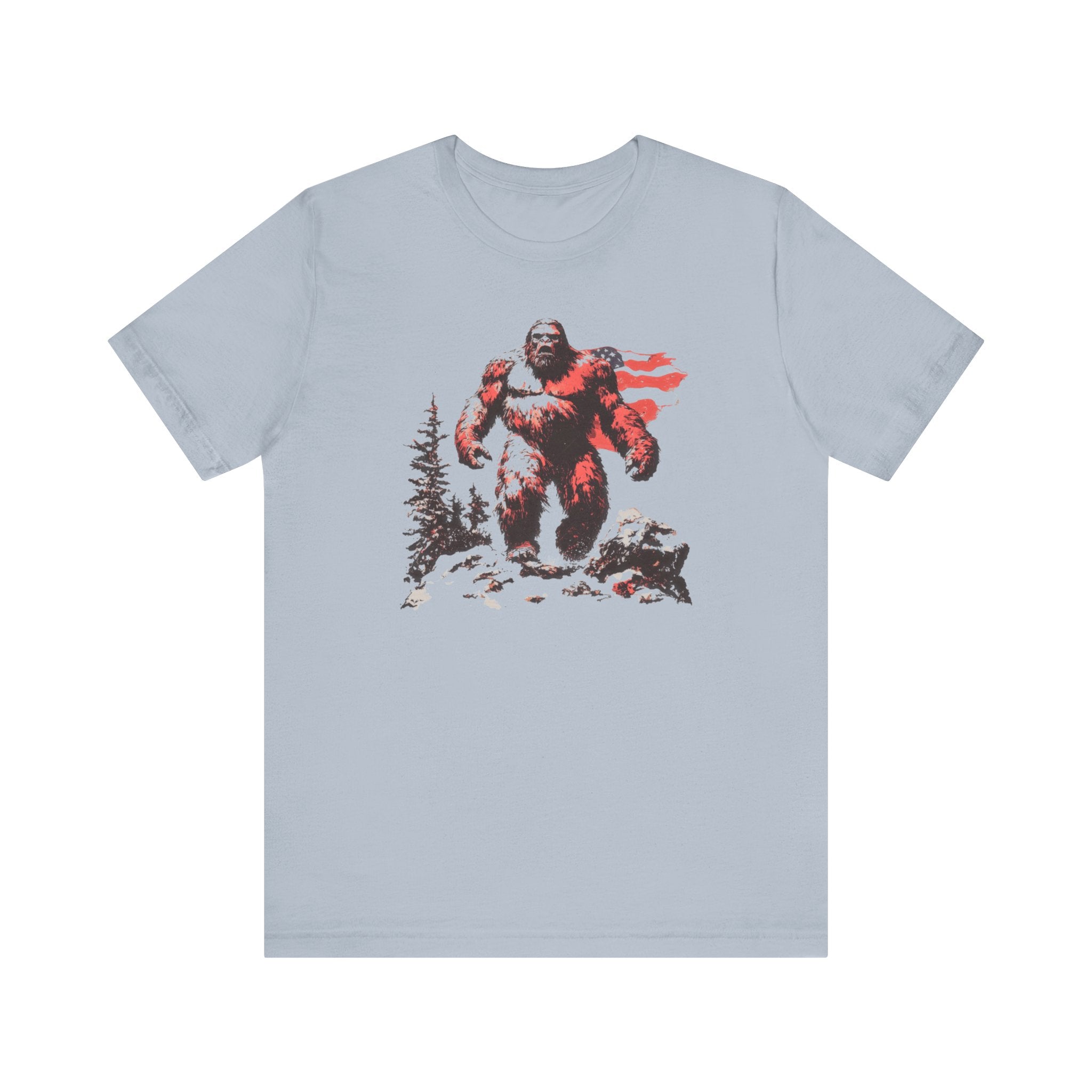 Patriotic Bigfoot T-Shirt American Flag Design