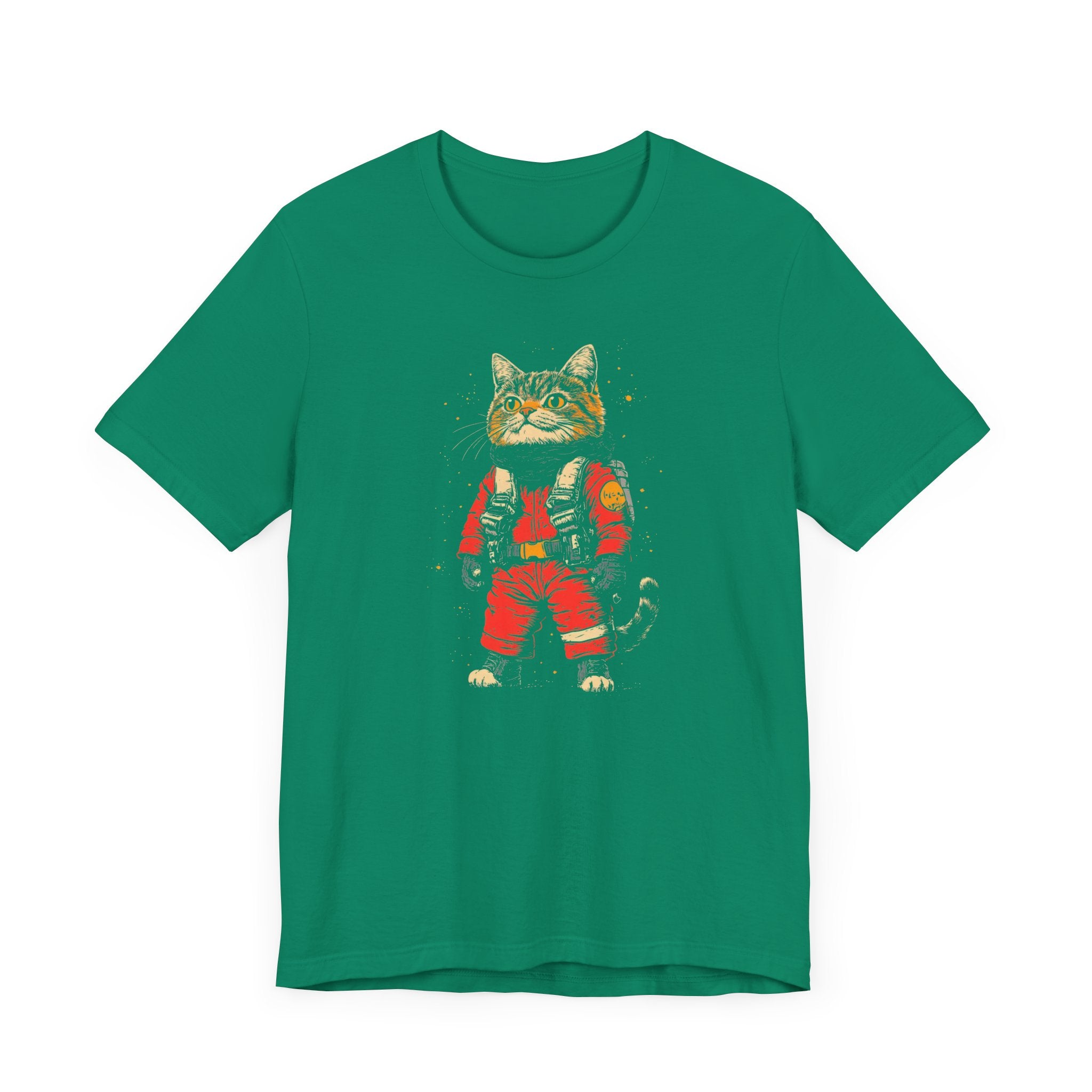 Astronaut Cat in Red Spacesuit Graphic Tee