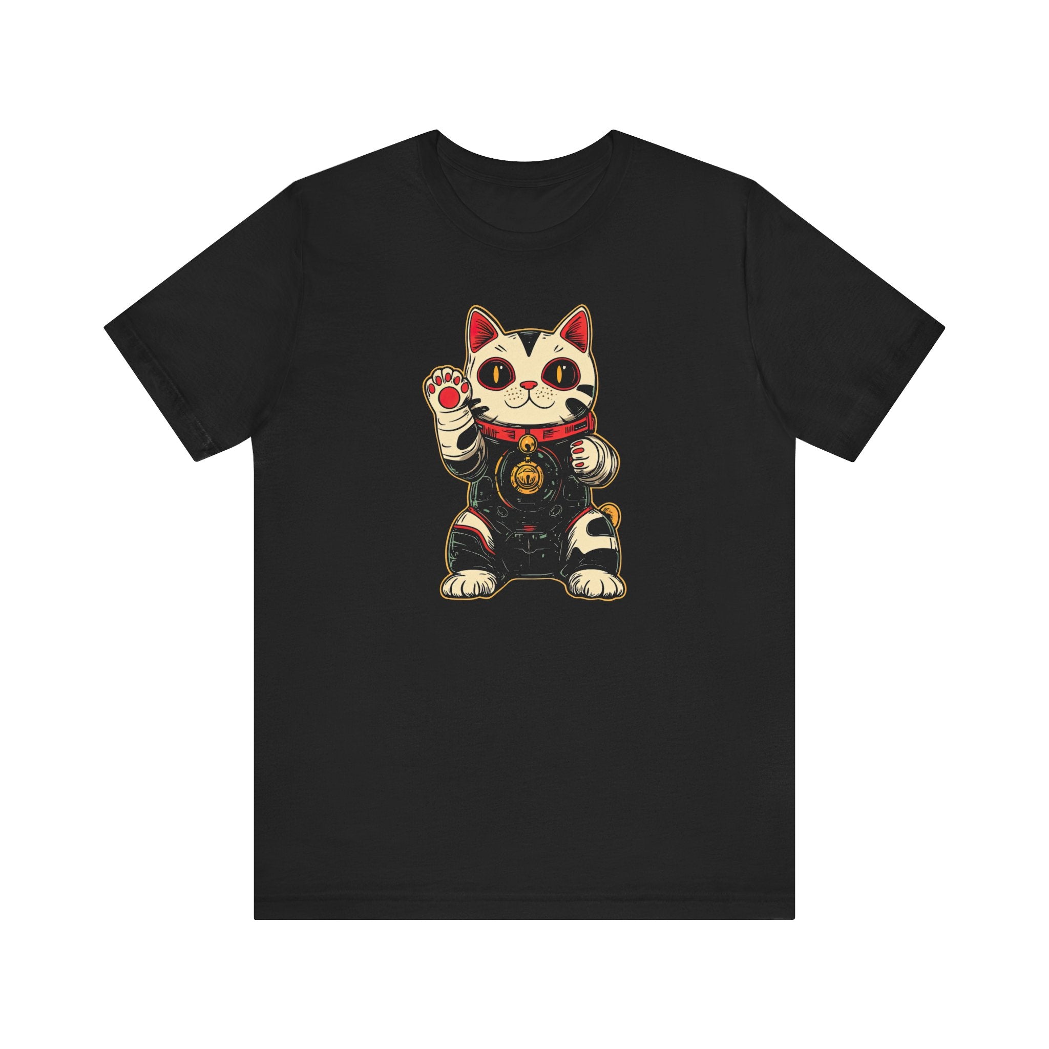 Lucky Cat Robot T-Shirt - Futuristic Maneki-Neko Design