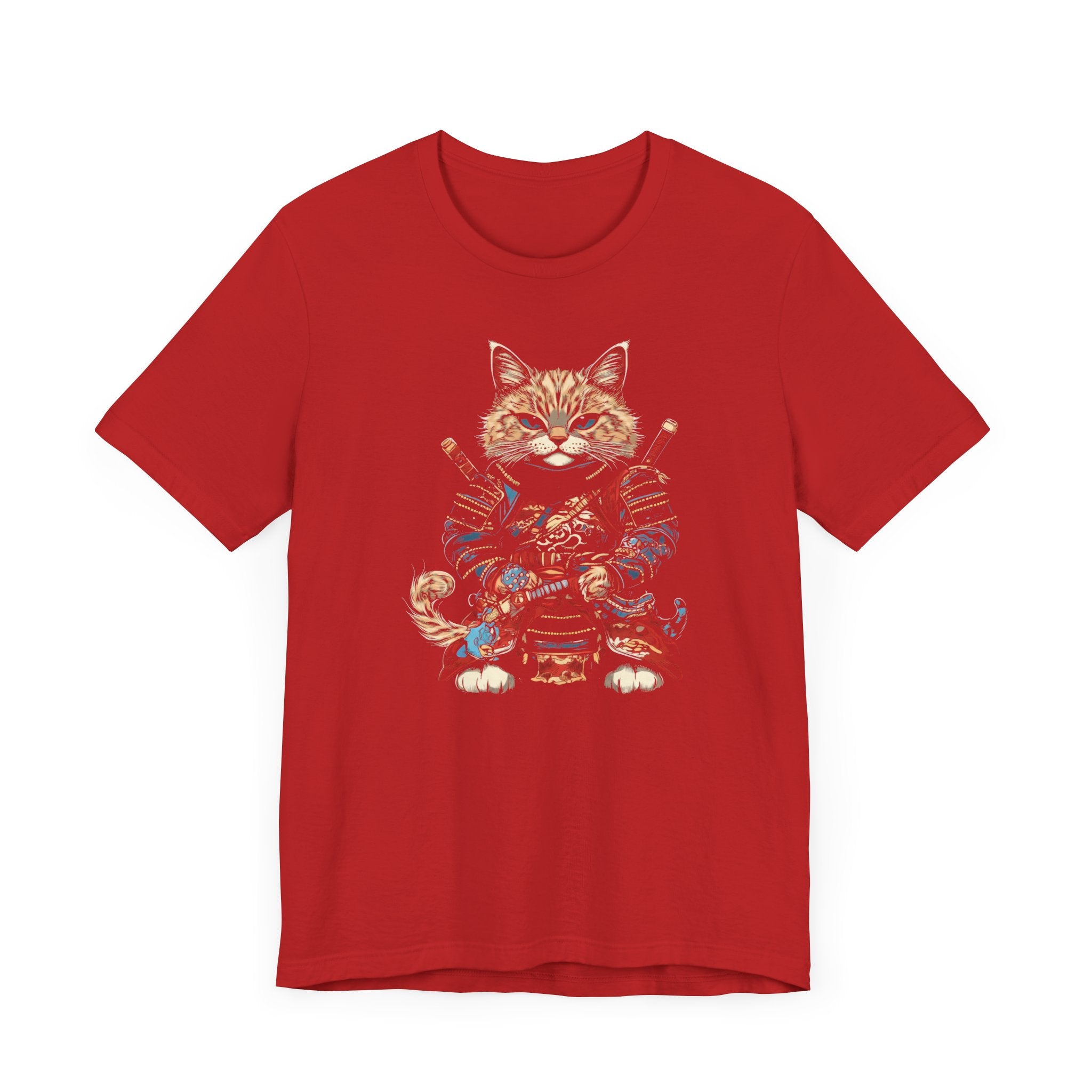 Samurai Cat T-Shirt - Fierce Feline Warrior Design