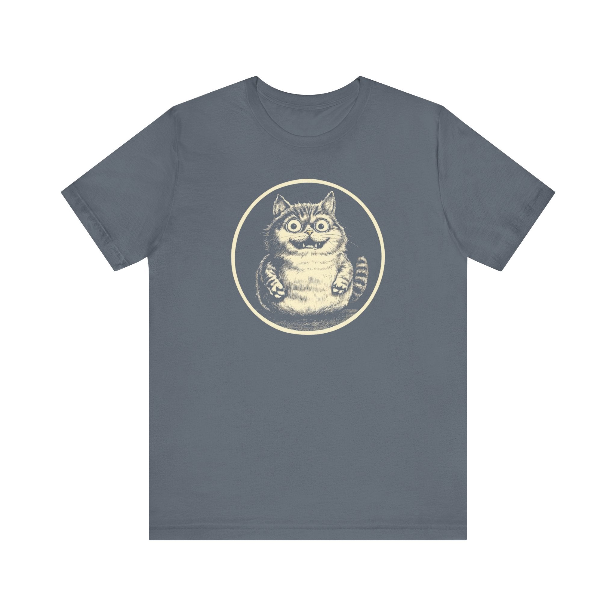 Quirky Happy Cat Graphic Tee – Vintage Style Cat Lover Shirt