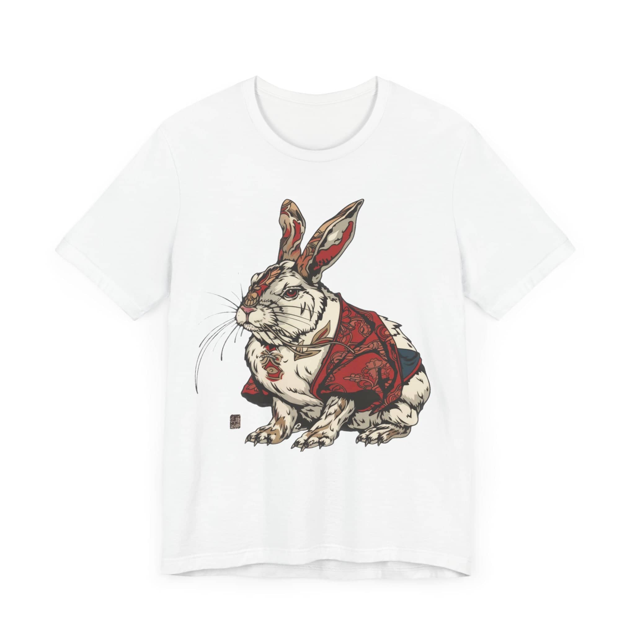 Intricate Samurai Rabbit T-Shirt, Japanese Warrior Bunny Design, Artistic Animal Graphic Tee, Traditional Japan Inspired Rabbit Art Tee