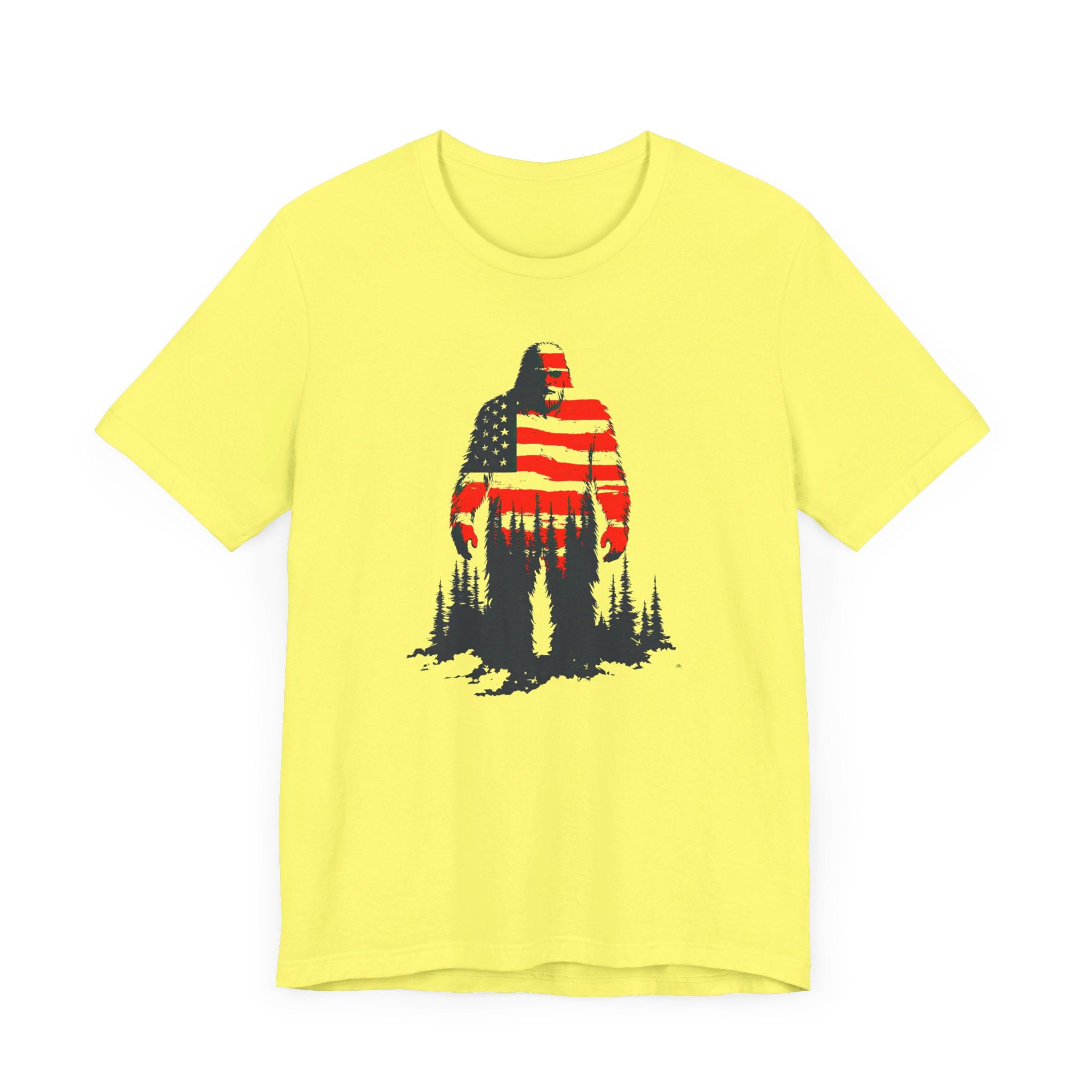 Patriotic Bigfoot T-Shirt American Flag Design