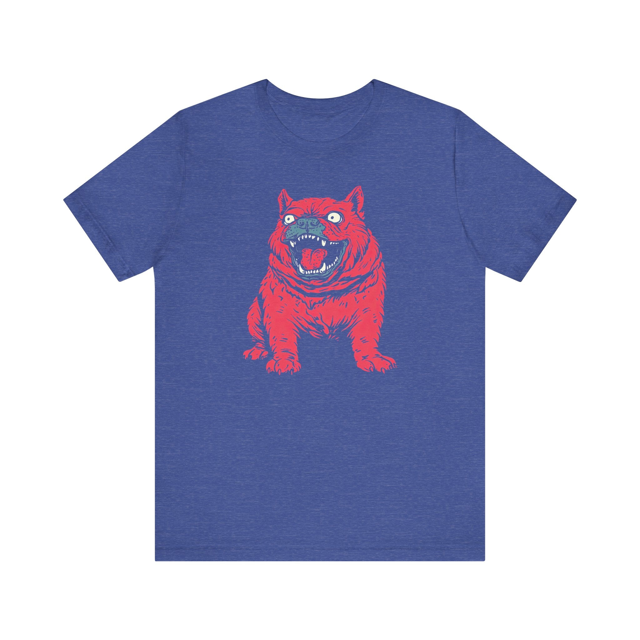 Red Monster Bulldog T-Shirt - Bold and Quirky Design