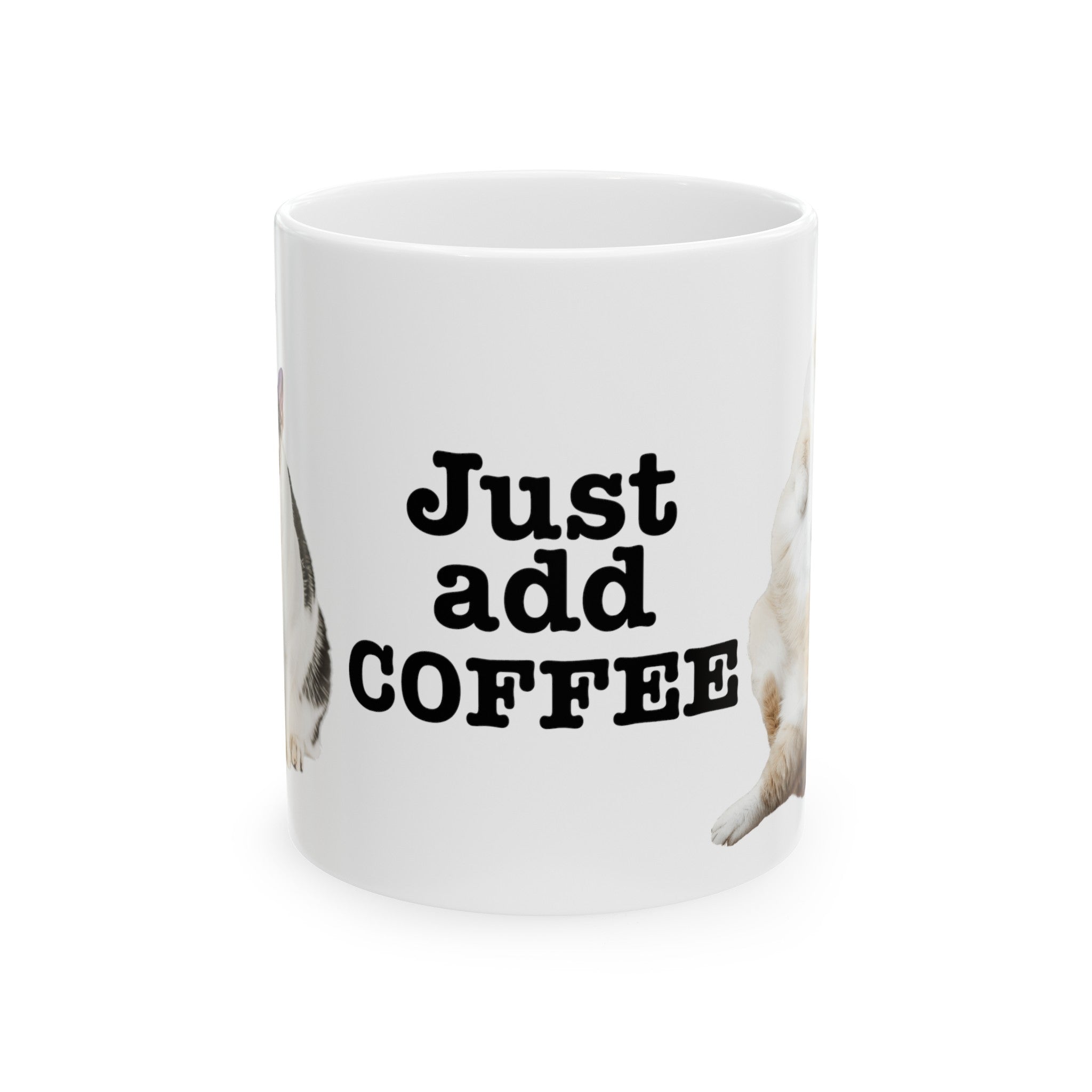 Just Add Coffee Cat Mug Funny Cat Lover Gift Ceramic Mug, (11oz, 15oz)