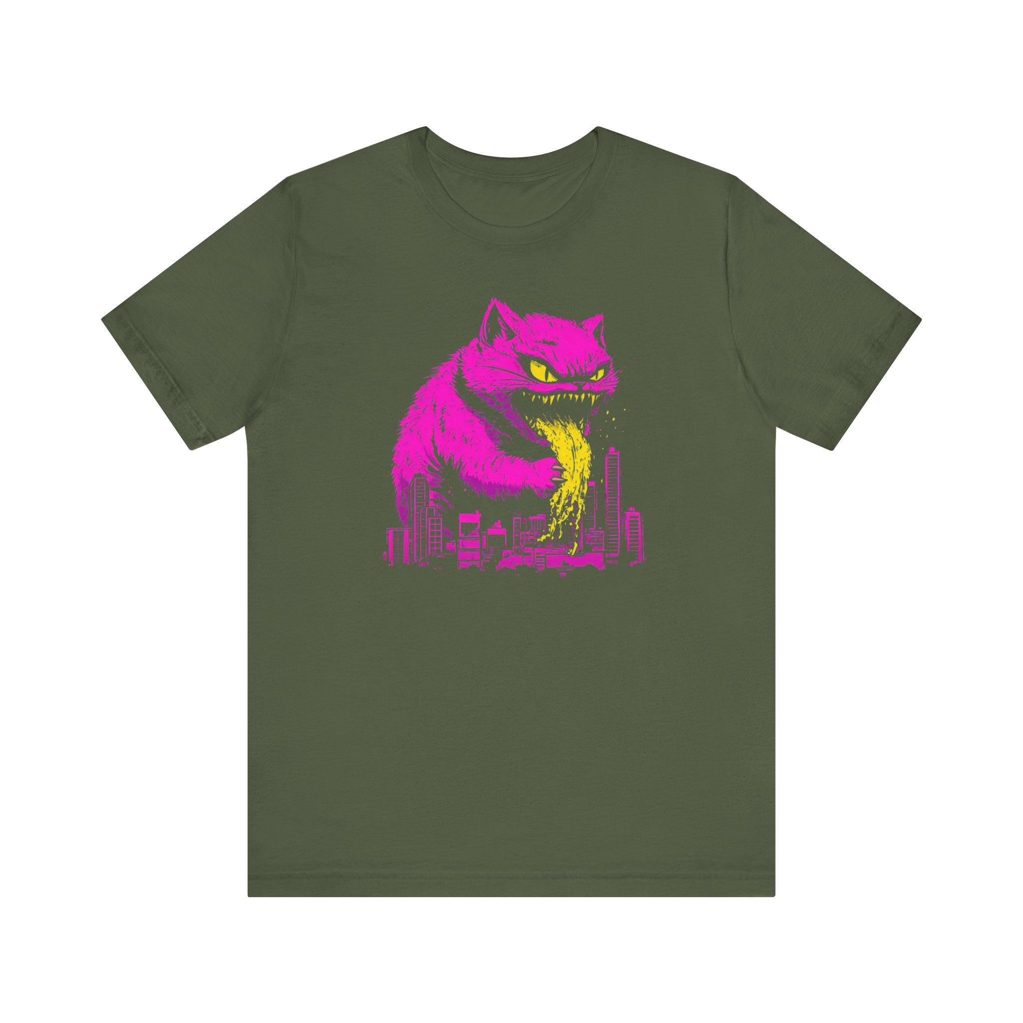 Catzilla Neon Fury T-Shirt Pink Monster Cat Design