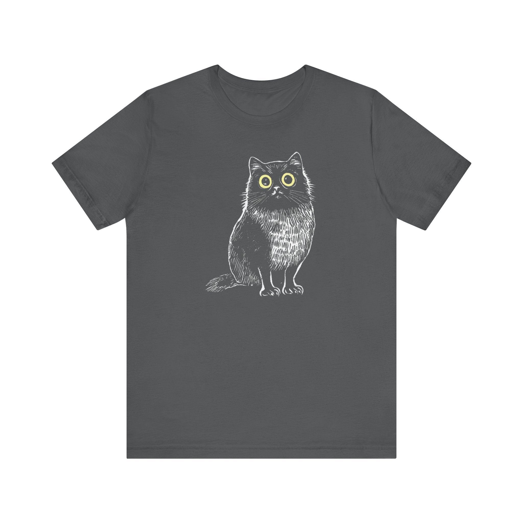 Wide-Eyed Cat-Owl Creature Graphic Tee