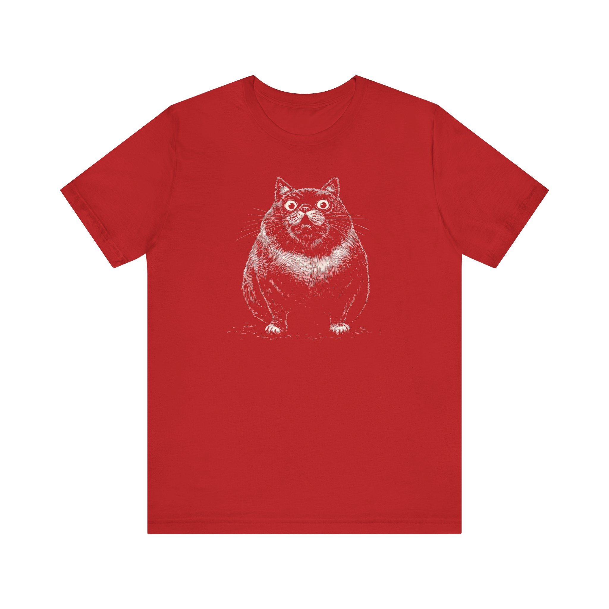 Wide-Eyed Chubby Cat T-Shirt – Adorable and Quirky Cat Lover Tee