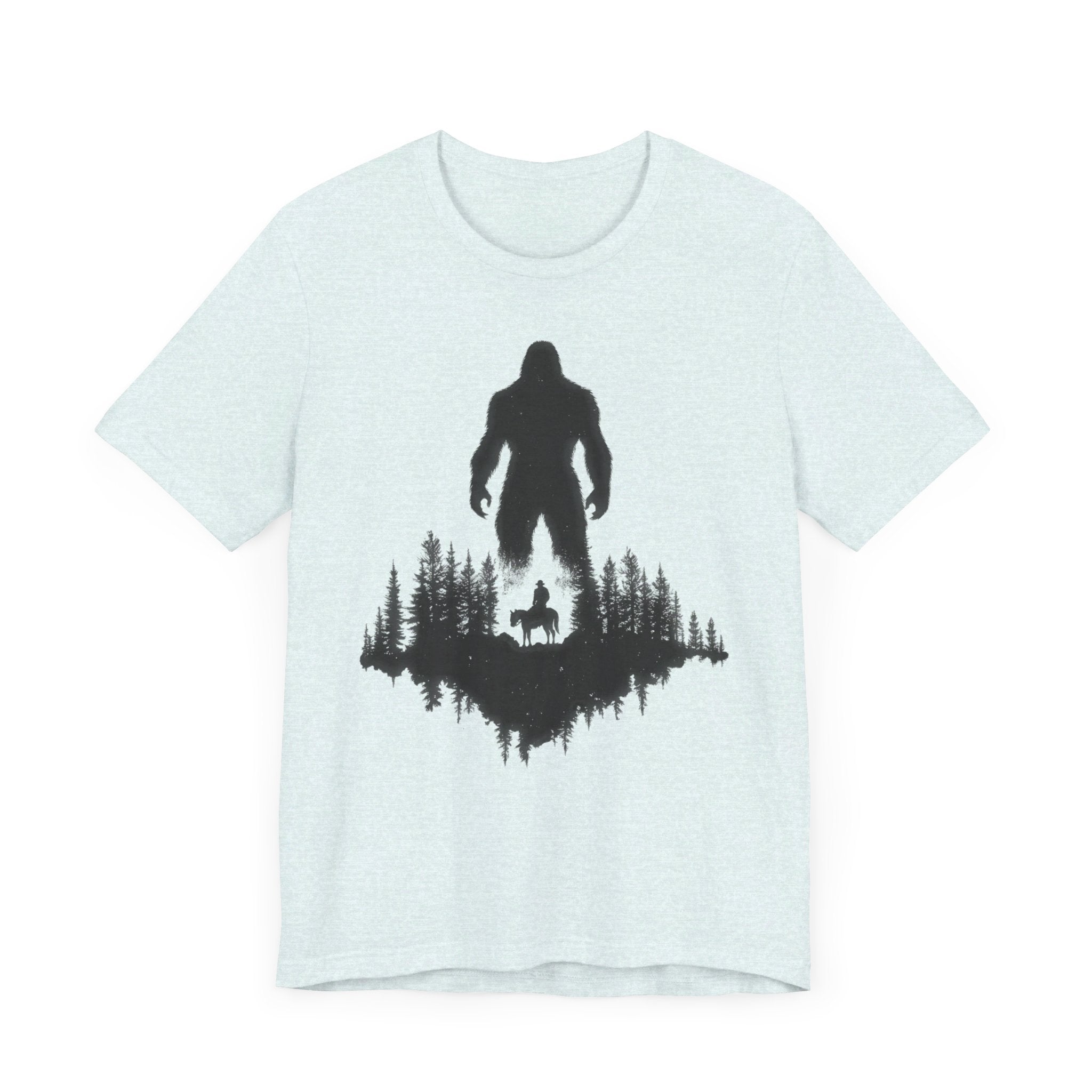 Bigfoot Silhouette Forest T-Shirt Mysterious Adventure Design