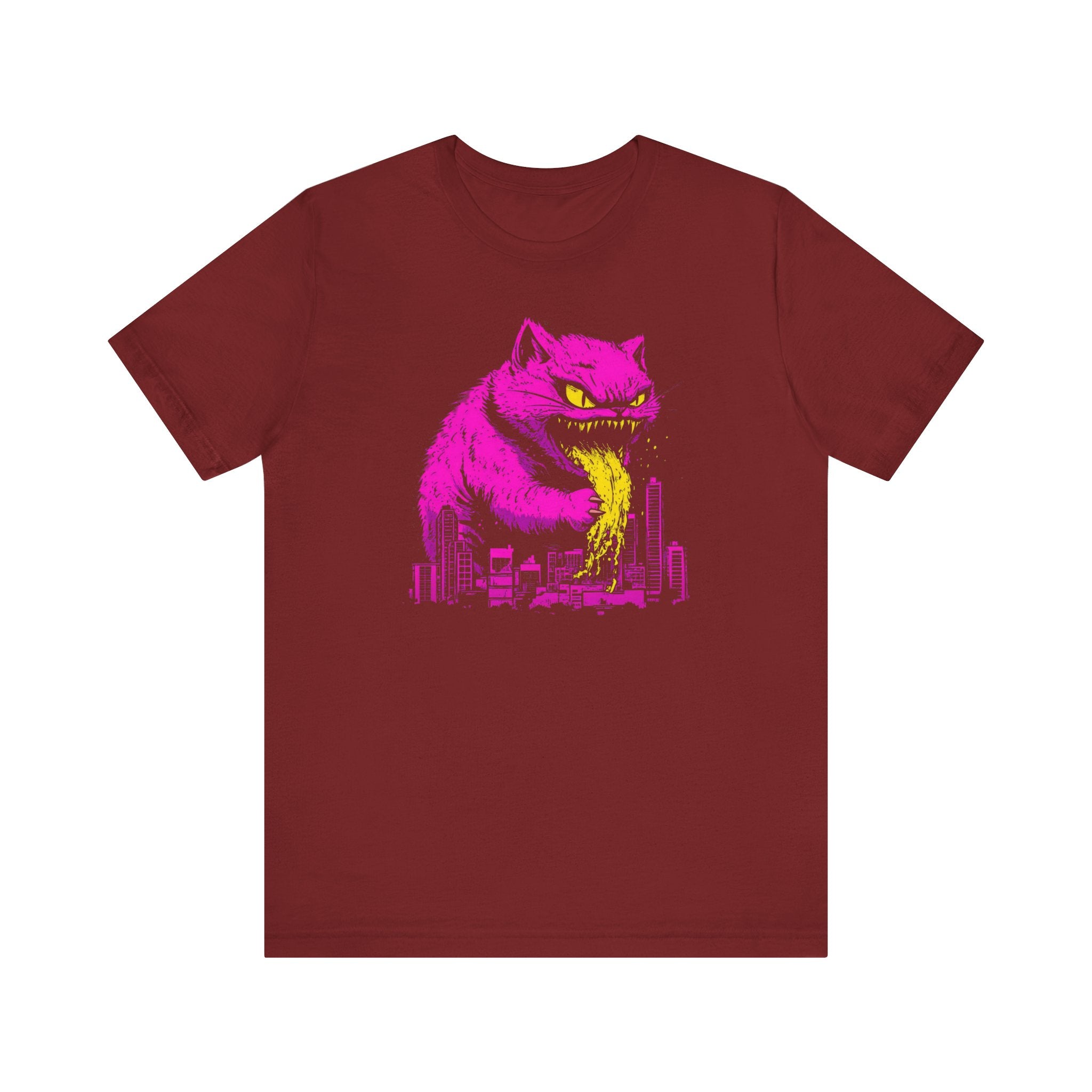 Catzilla Neon Fury T-Shirt Pink Monster Cat Design