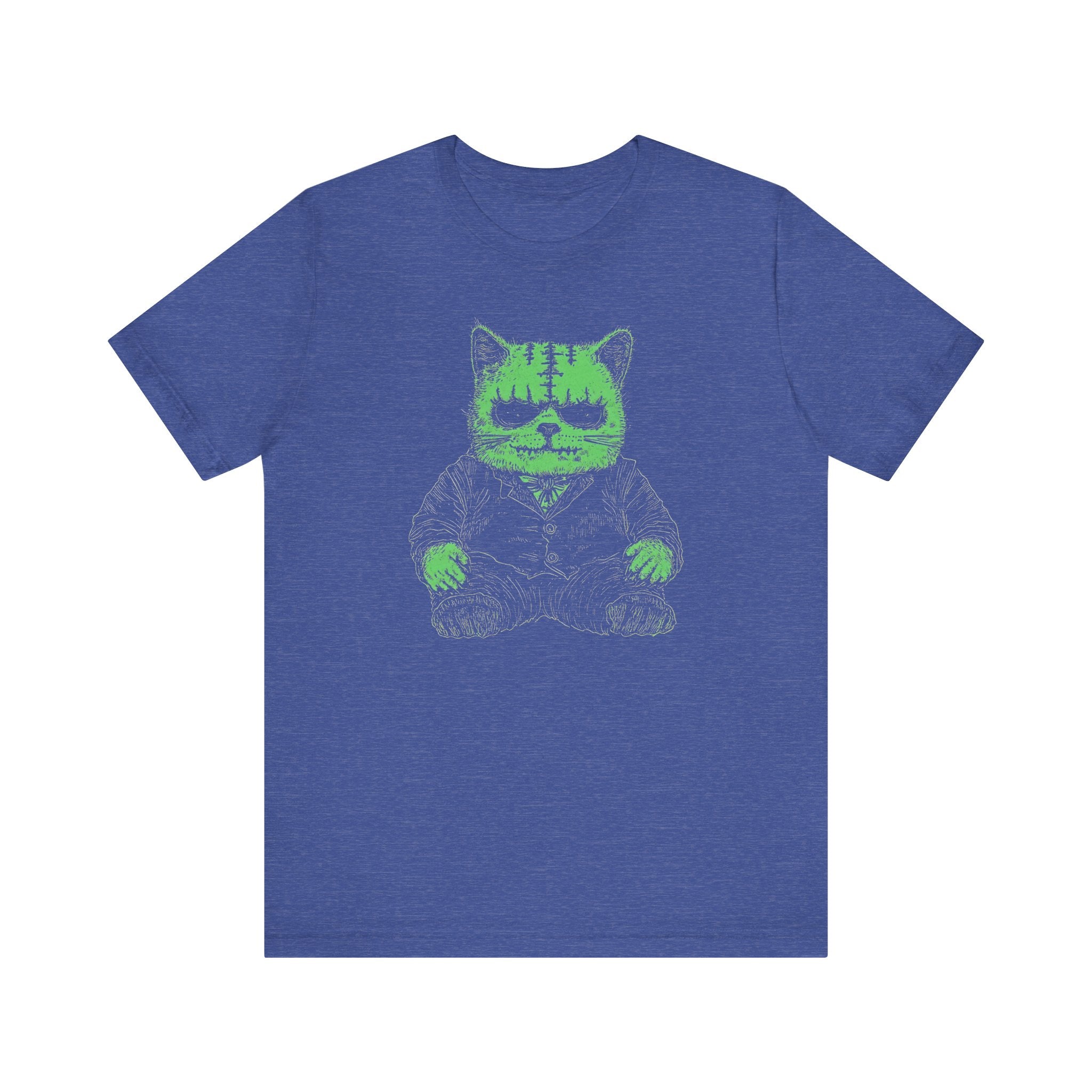 Franken-Kitty T-Shirt - Adorable Green Frankenstein Cat Design