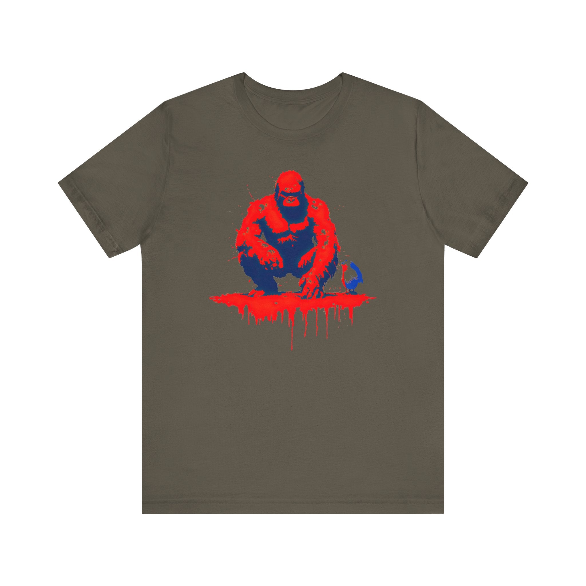 Bold Red Bigfoot T-Shirt Artistic and Unique Design