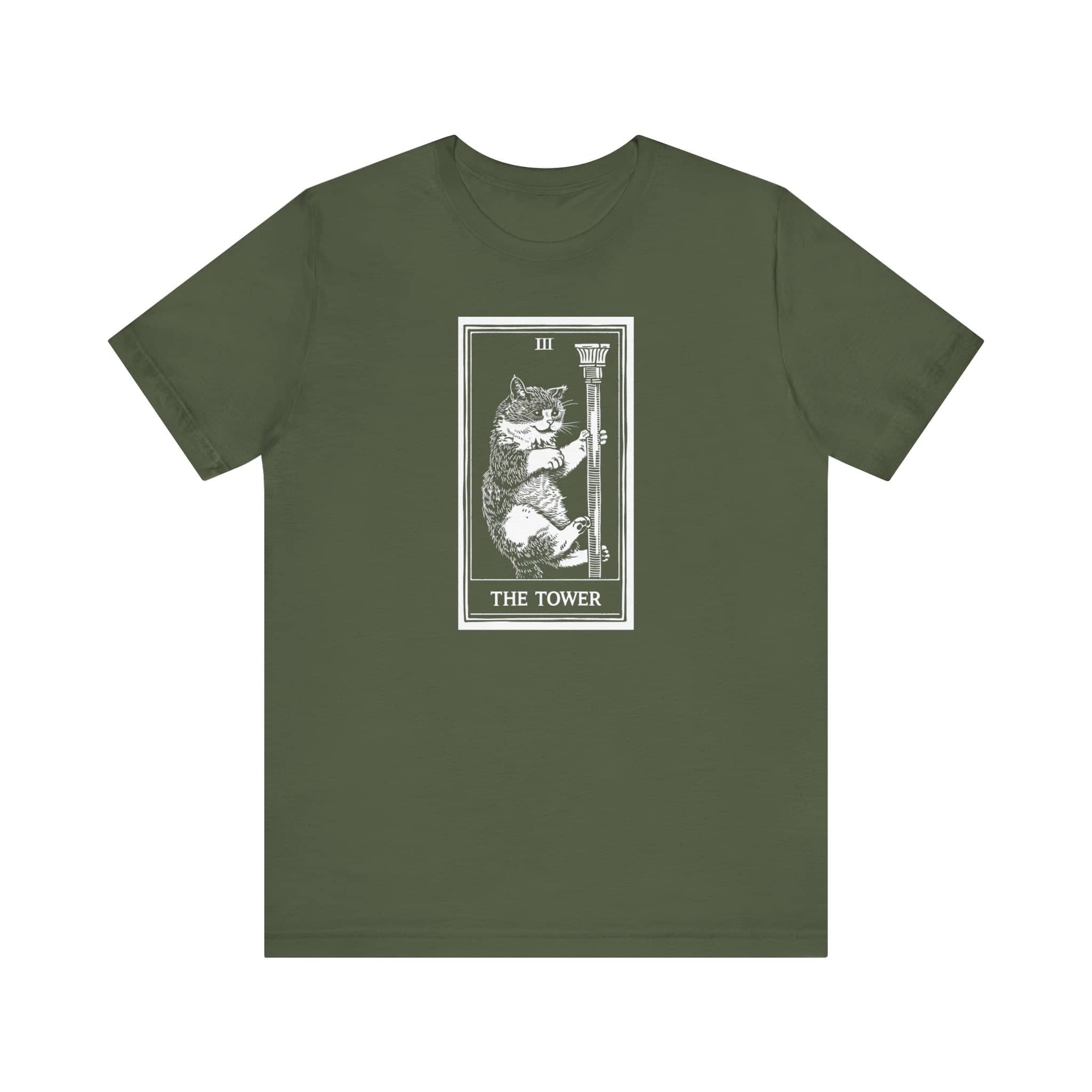 The Tower Tarot Cat T-Shirt