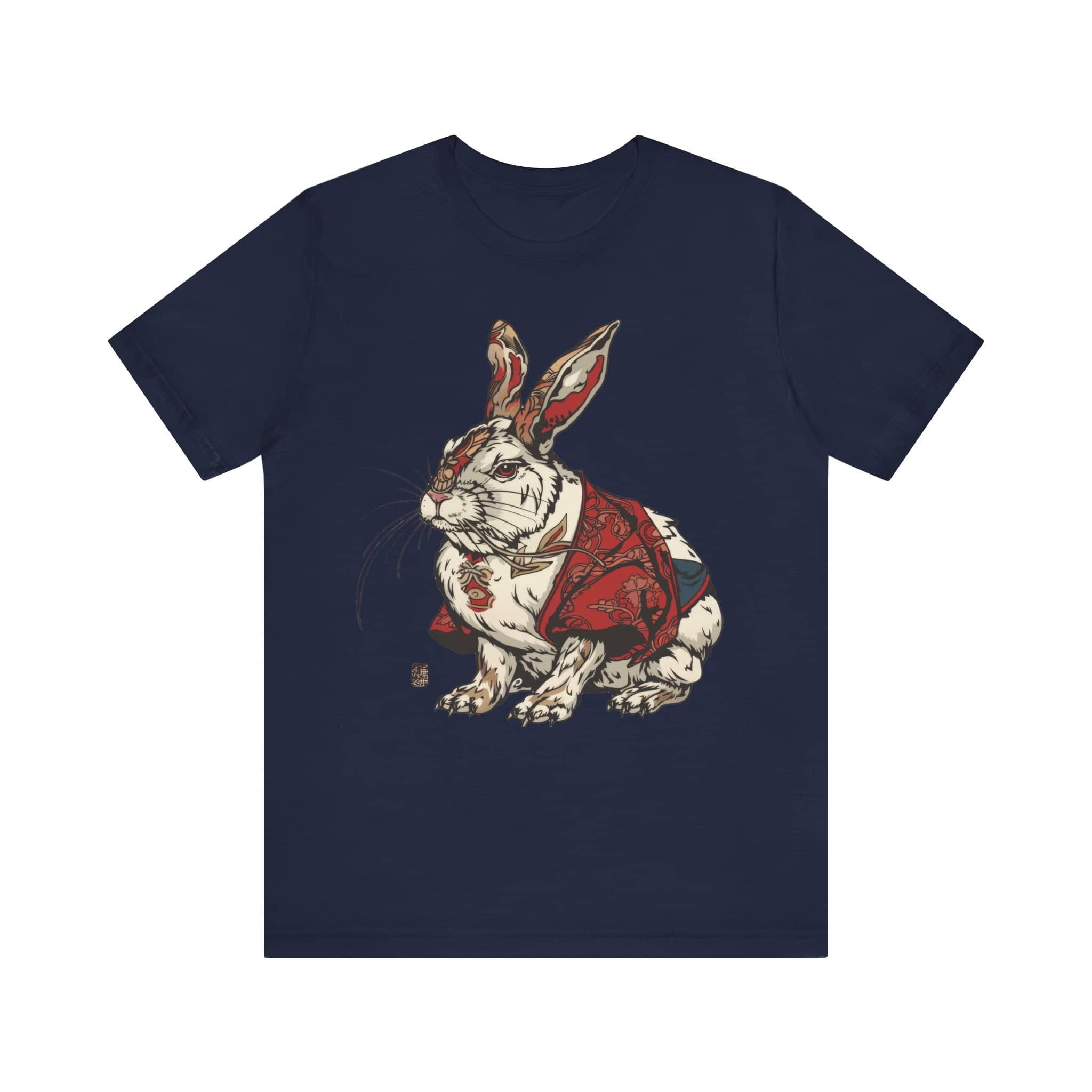 Intricate Samurai Rabbit T-Shirt, Japanese Warrior Bunny Design, Artistic Animal Graphic Tee, Traditional Japan Inspired Rabbit Art Tee