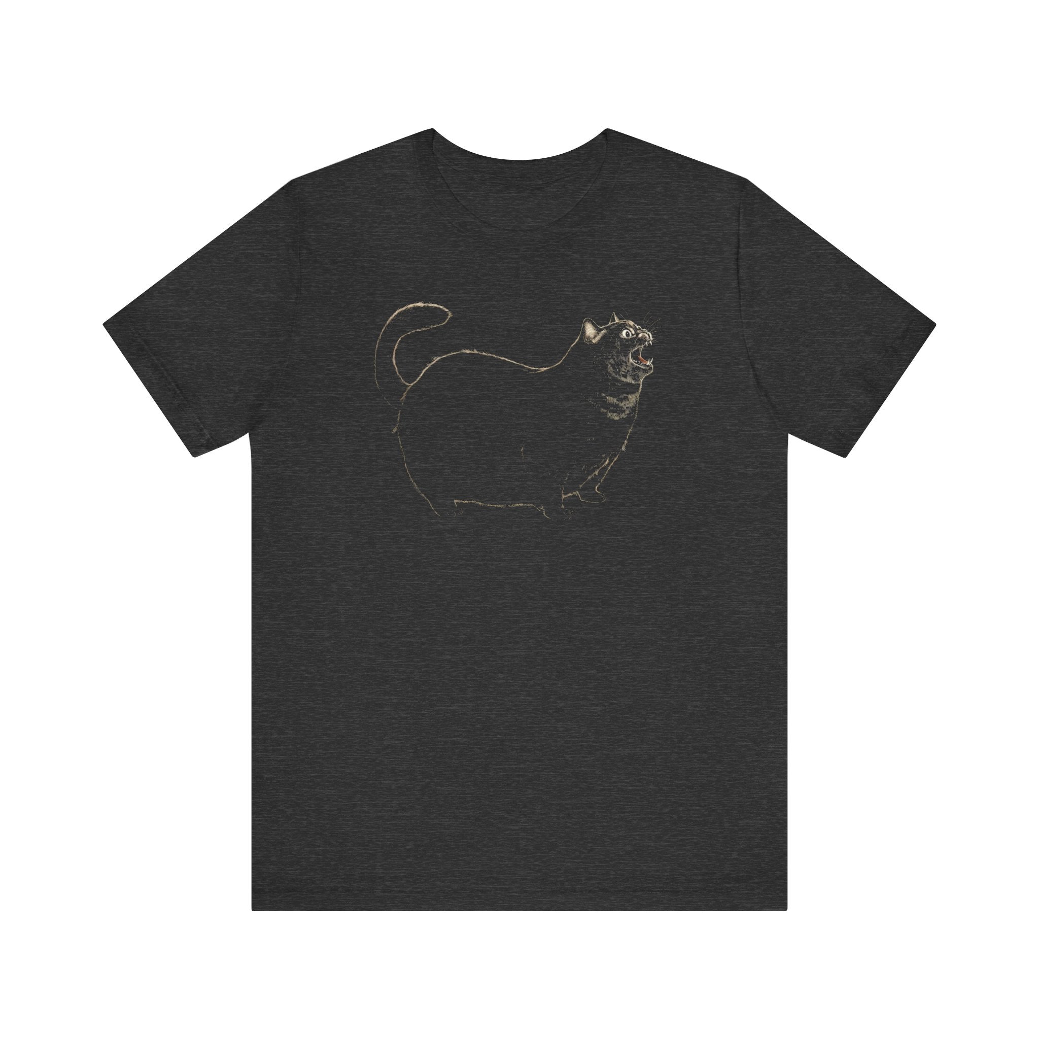 Yowling Chonky Cat Silhouette T-Shirt Funny Cat Lover Tee