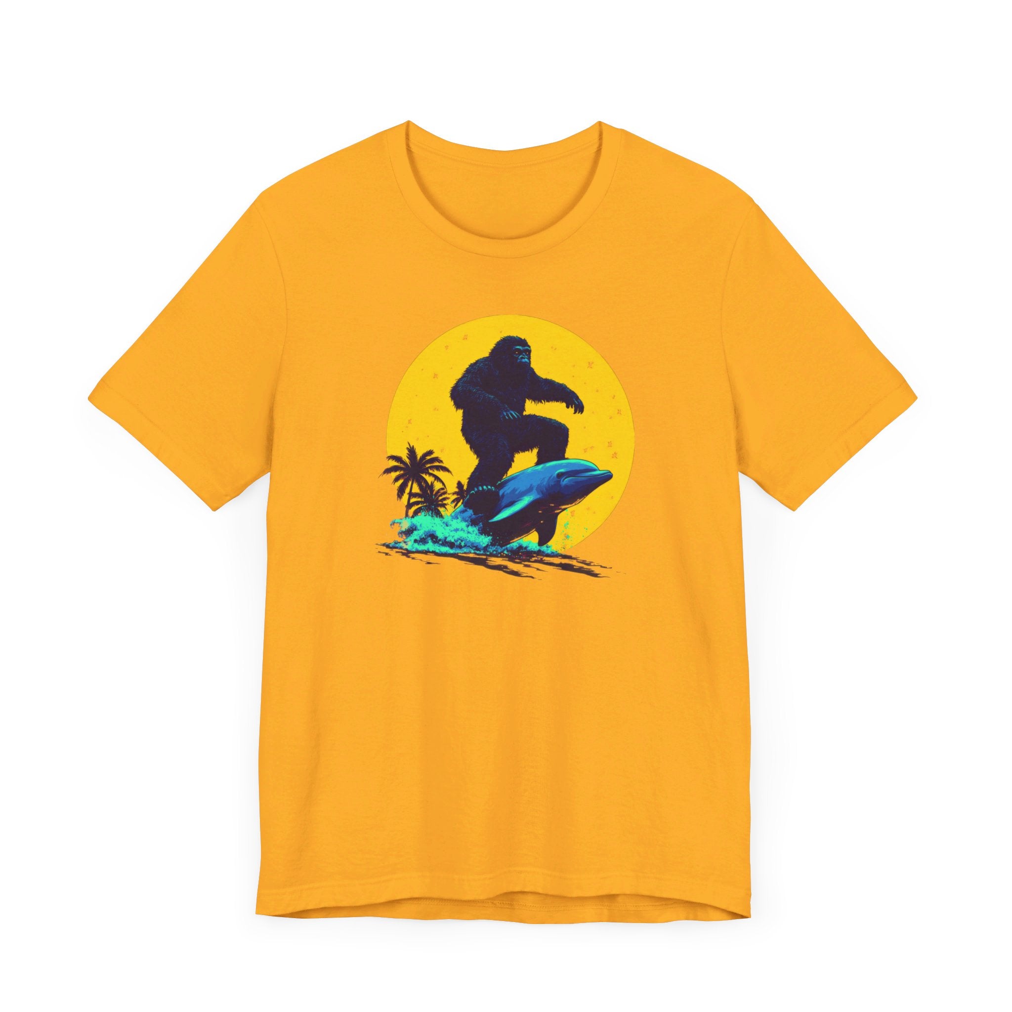 Bigfoot Riding Dolphin T-Shirt Fun and Quirky Design