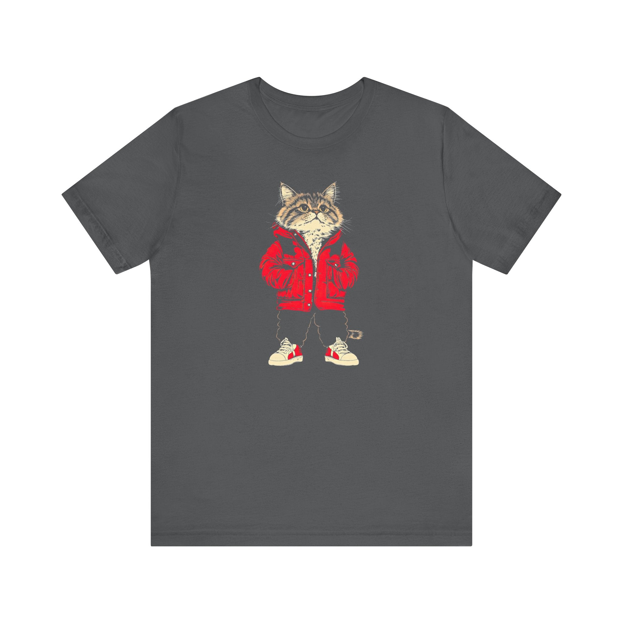 Cool Cat in Red Jacket Graphic Tee