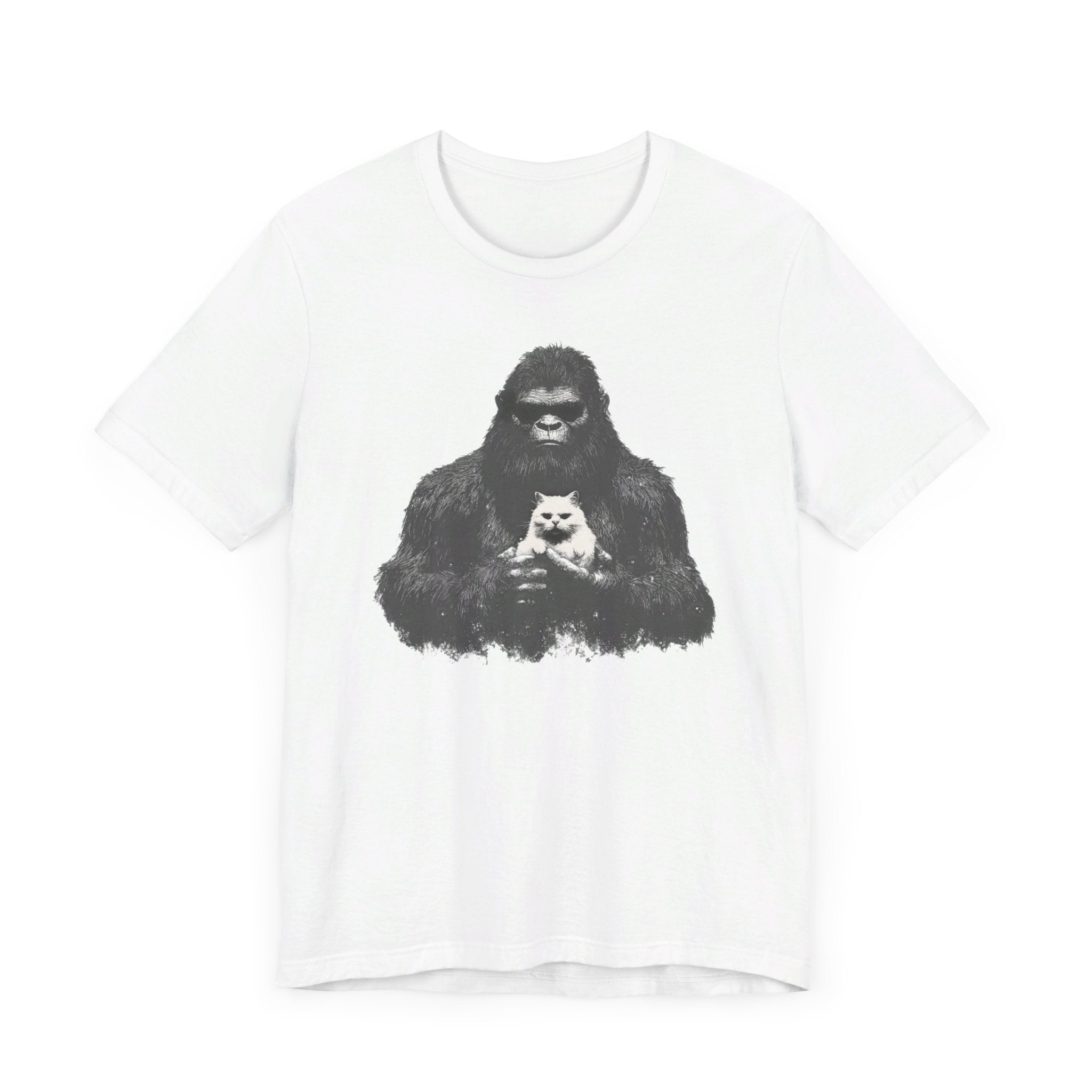 Bigfoot with Cat T-Shirt Funny Parody Design