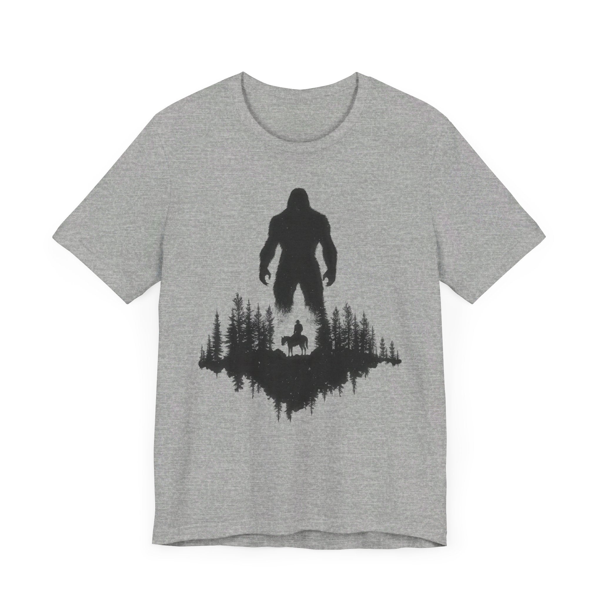 Bigfoot Silhouette Forest T-Shirt Mysterious Adventure Design