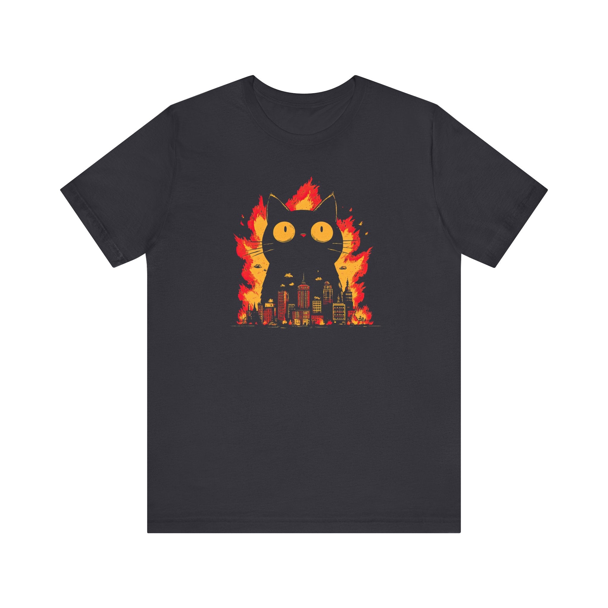 Catzilla Inferno T-Shirt Black Cat Fire City Design